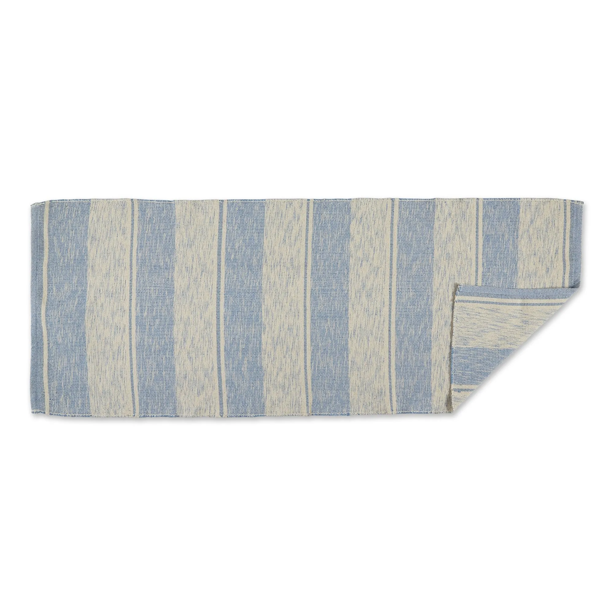 DII French Blue Variegated Plaid Recycled Yarn Rug (Set of 2) - Big
