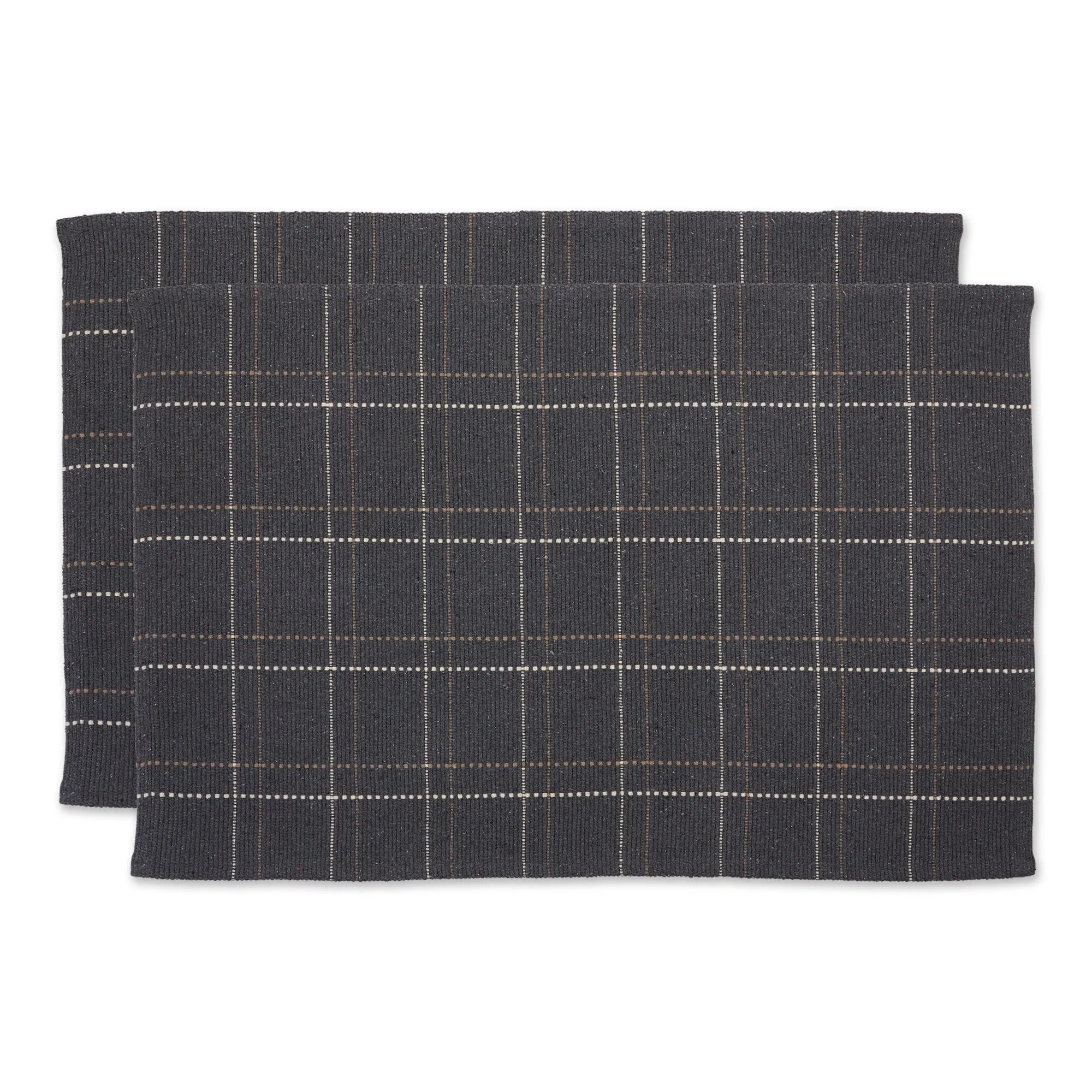 DII French Blue Variegated Plaid Recycled Yarn Rug (Set of 2) - Big
