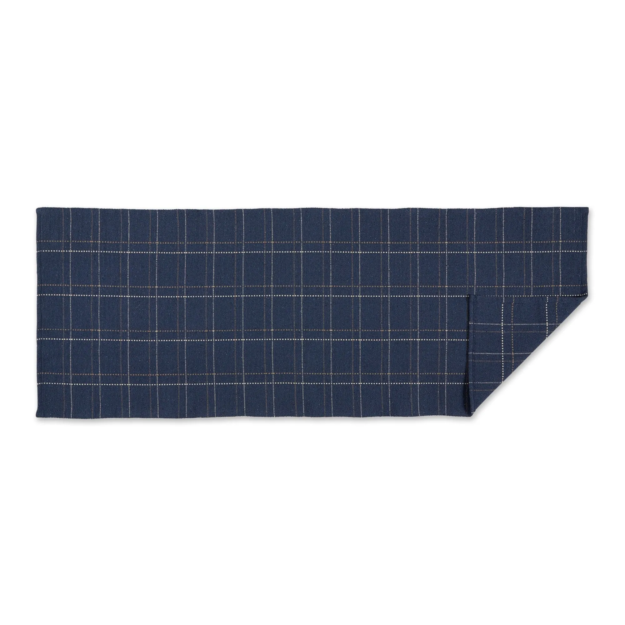 DII French Blue Variegated Plaid Recycled Yarn Rug (Set of 2) - Big