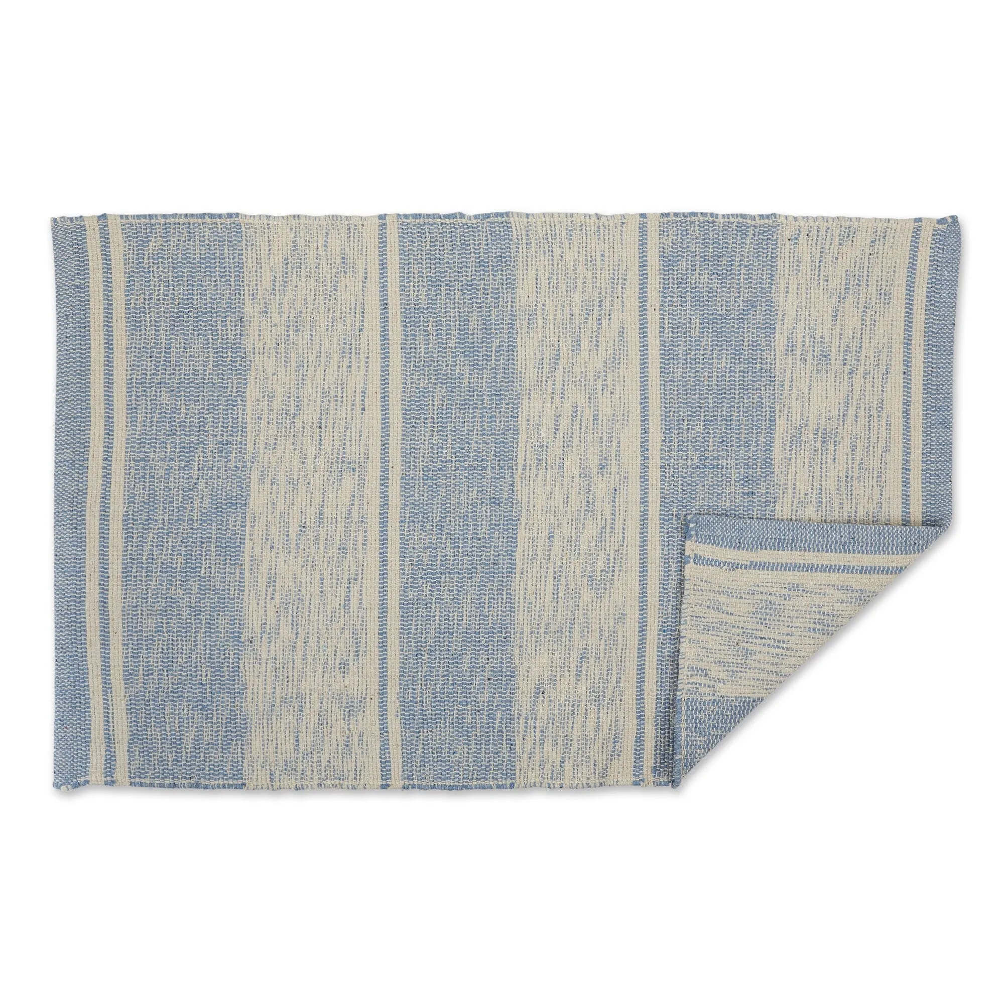 DII French Blue Variegated Plaid Recycled Yarn Rug (Set of 2) - Big