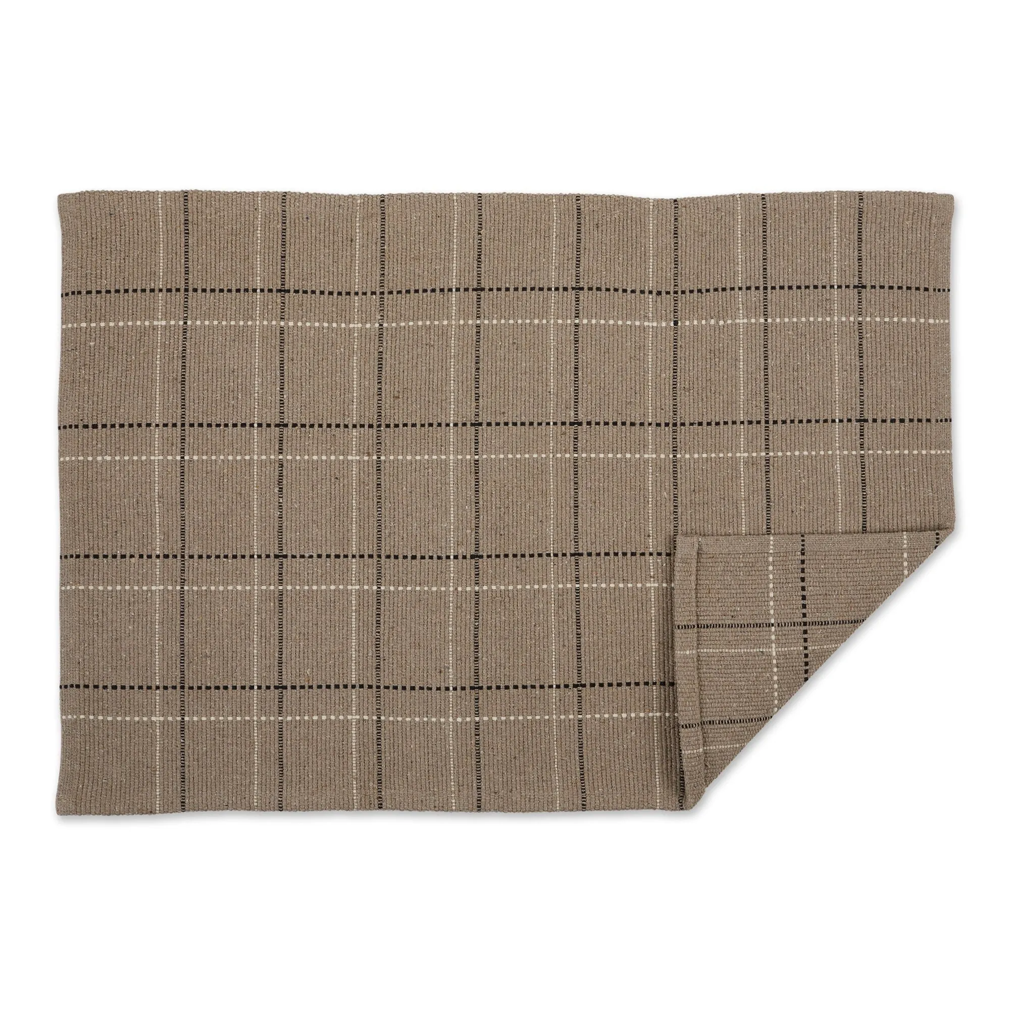 DII French Blue Variegated Plaid Recycled Yarn Rug (Set of 2) - Big