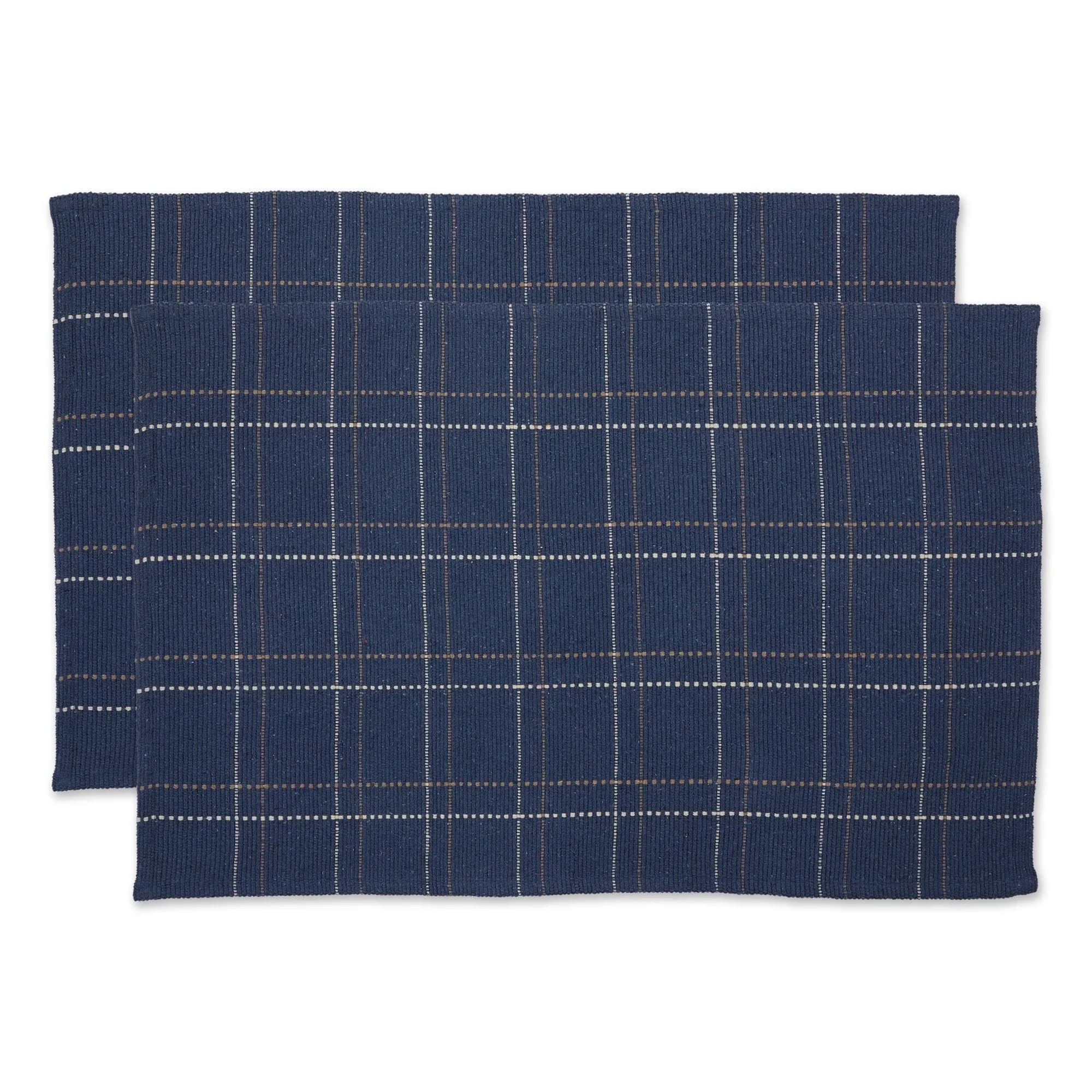 DII French Blue Variegated Plaid Recycled Yarn Rug (Set of 2) - Big
