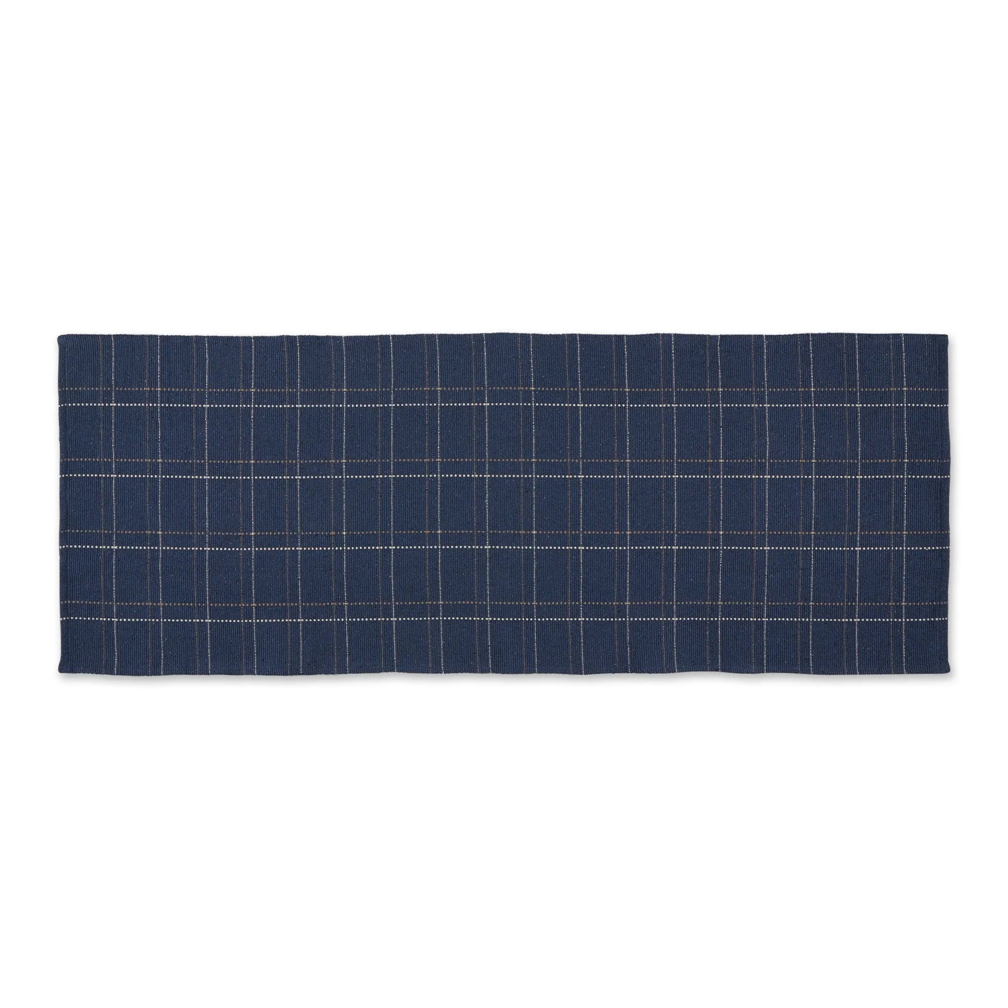 DII French Blue Variegated Plaid Recycled Yarn Rug (Set of 2) - Big