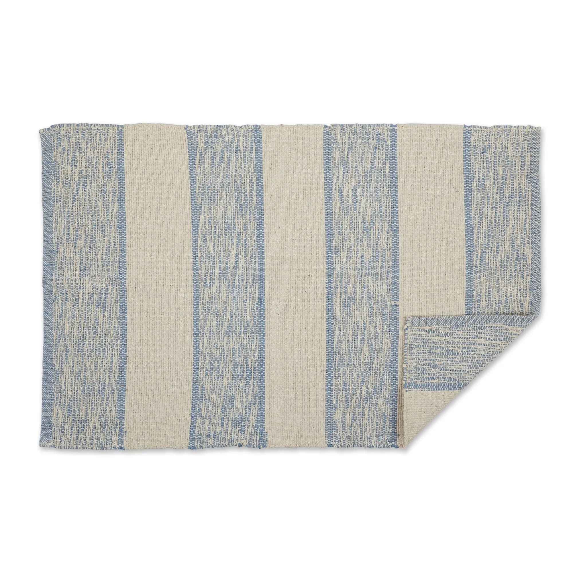 DII French Blue Variegated Plaid Recycled Yarn Rug (Set of 2) - Big