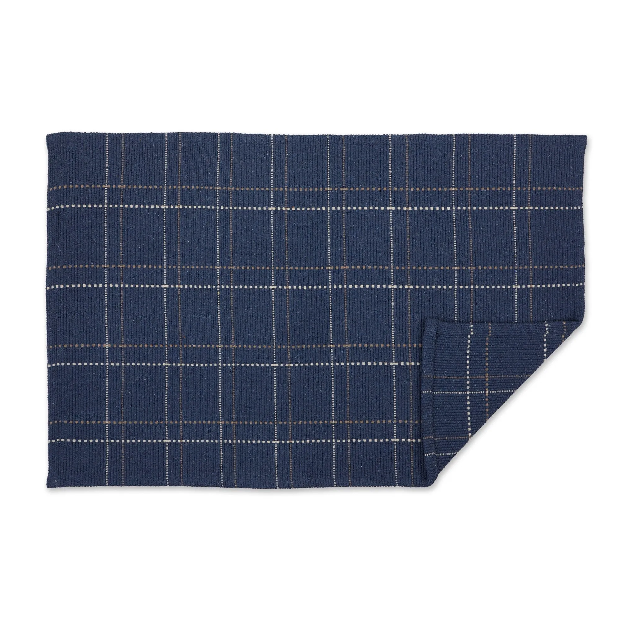 DII French Blue Variegated Plaid Recycled Yarn Rug (Set of 2) - Big