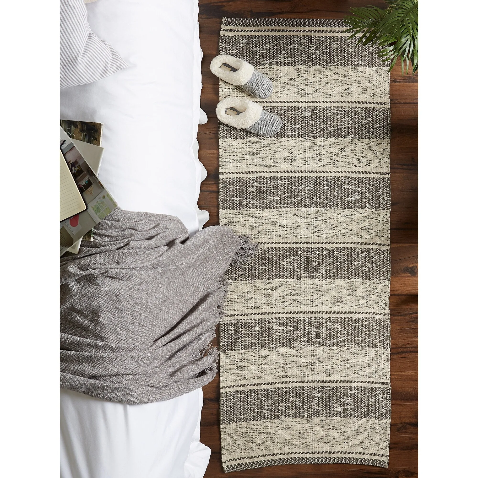 DII French Blue Variegated Plaid Recycled Yarn Rug (Set of 2) - Big