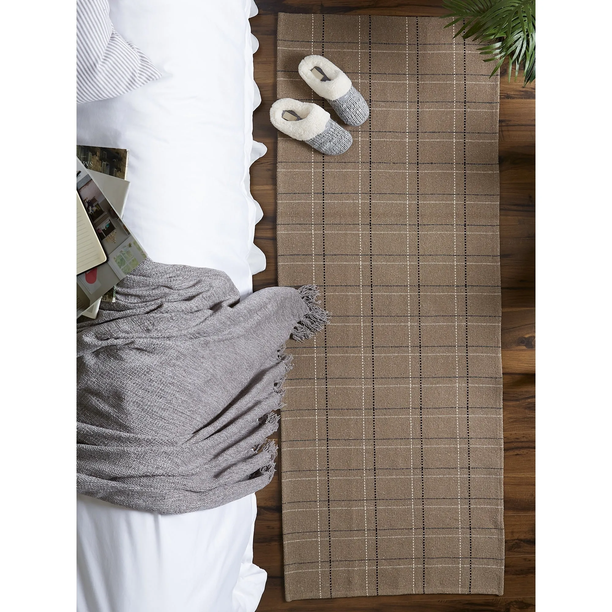DII French Blue Variegated Plaid Recycled Yarn Rug (Set of 2) - Big