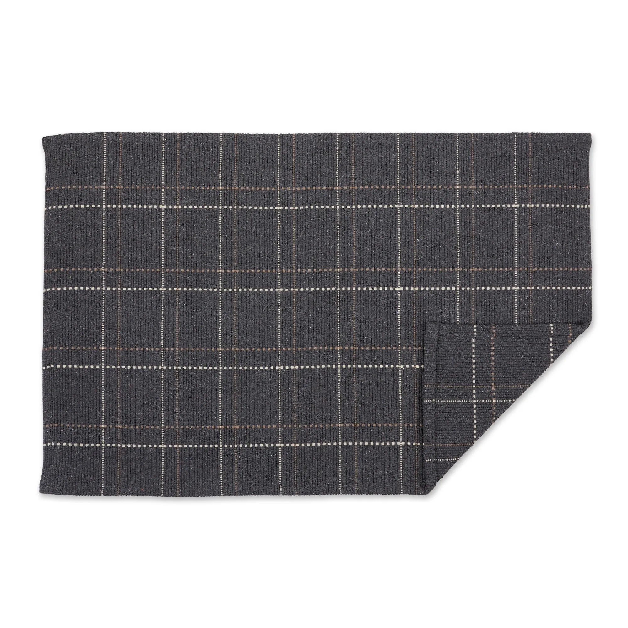 DII French Blue Variegated Plaid Recycled Yarn Rug (Set of 2) - Big
