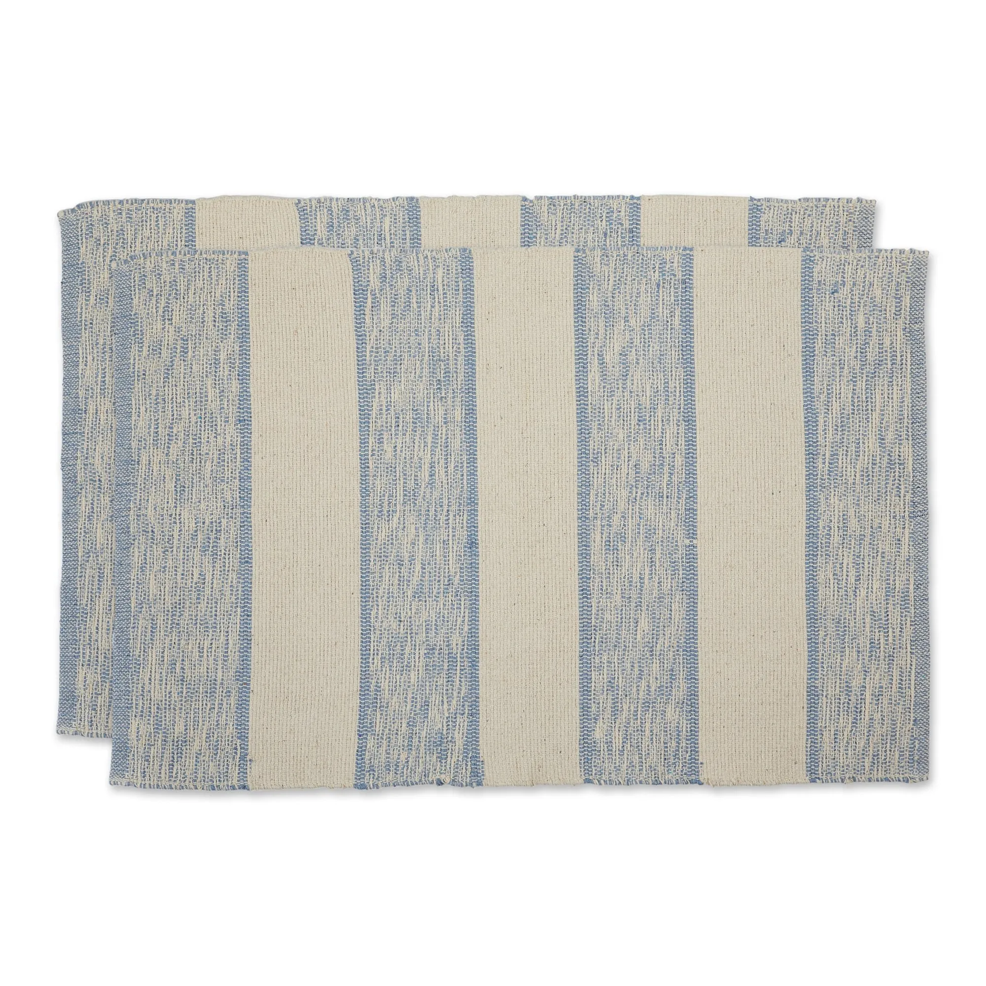 DII French Blue Variegated Plaid Recycled Yarn Rug (Set of 2) - Big