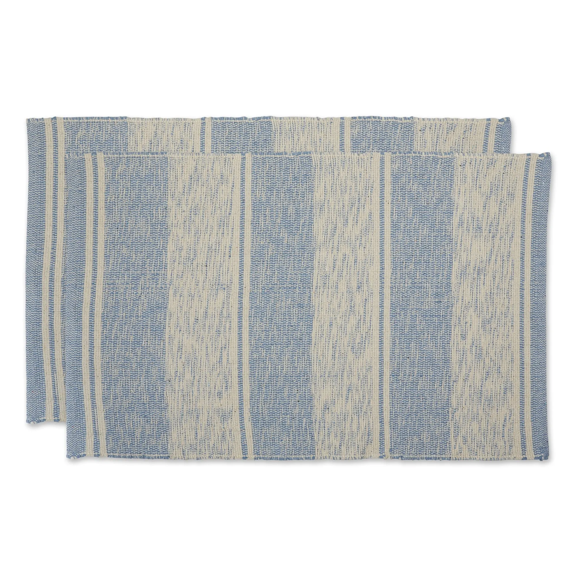 DII French Blue Variegated Plaid Recycled Yarn Rug (Set of 2) - Big