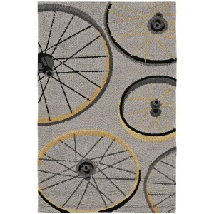 Domani Mohana Grey Bicycle Wheels Area Rug