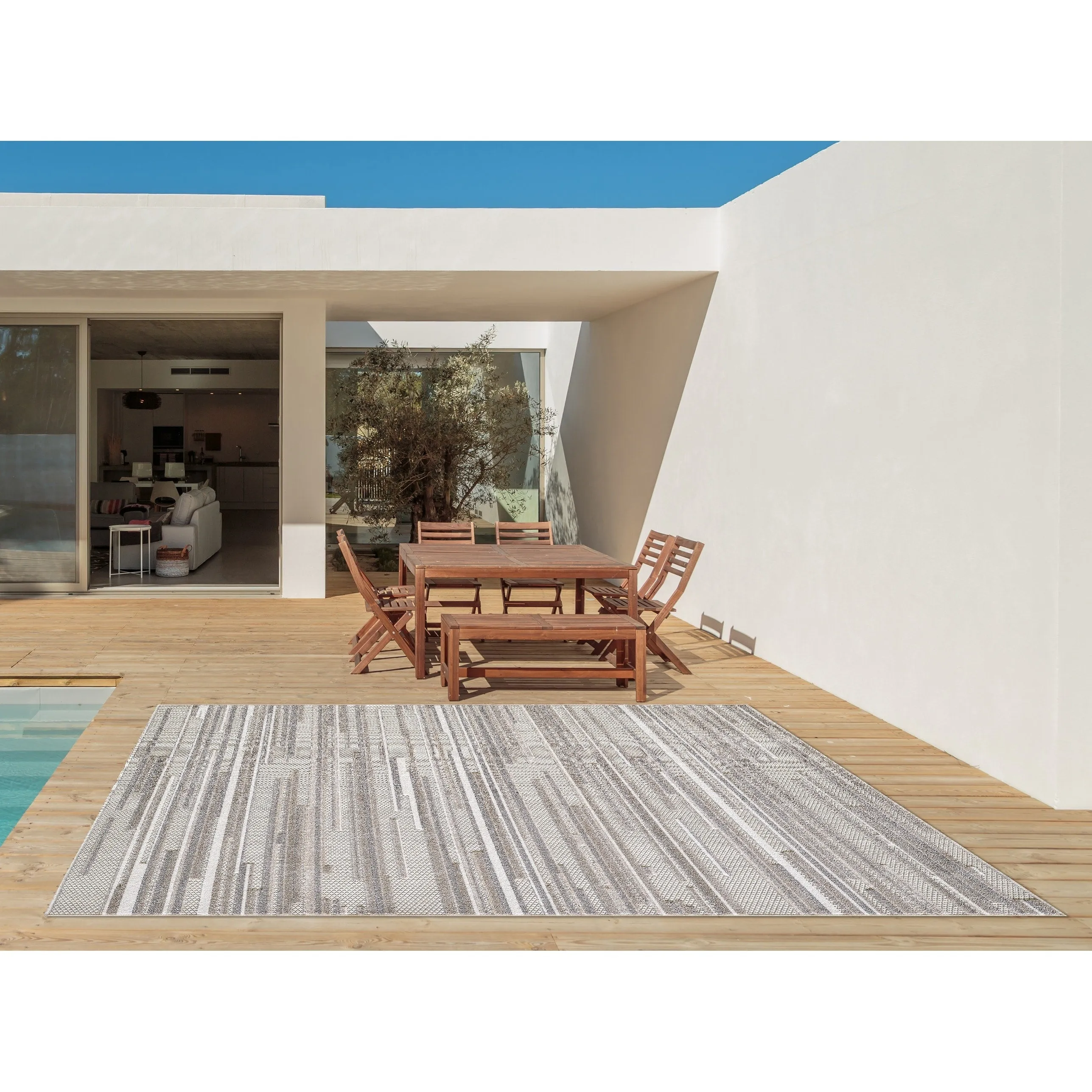 Domani Napa Ombre Textured Stripe Indoor/ Outdoor Rug