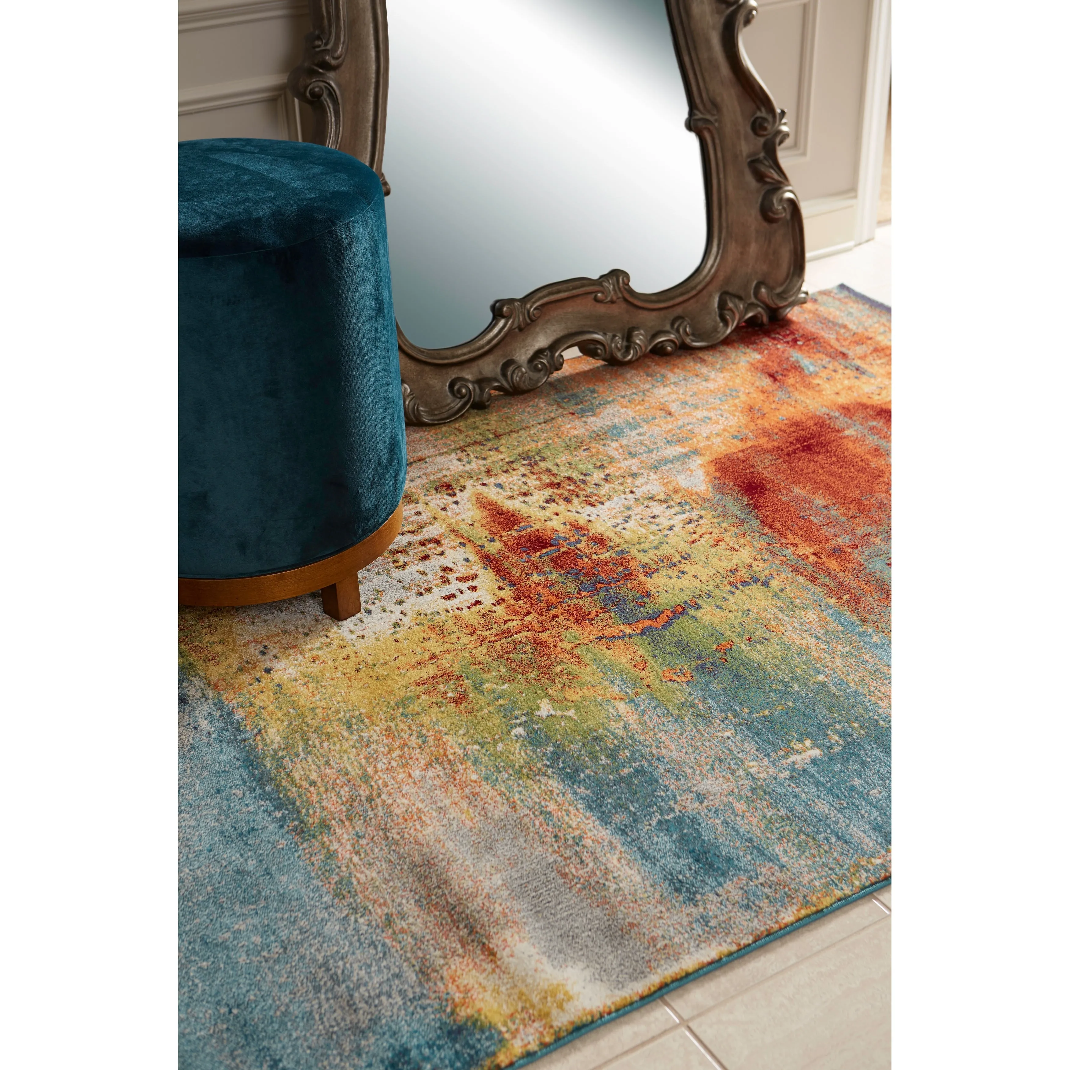 Domani Rustic Blues Distressed Sunset Area Rug