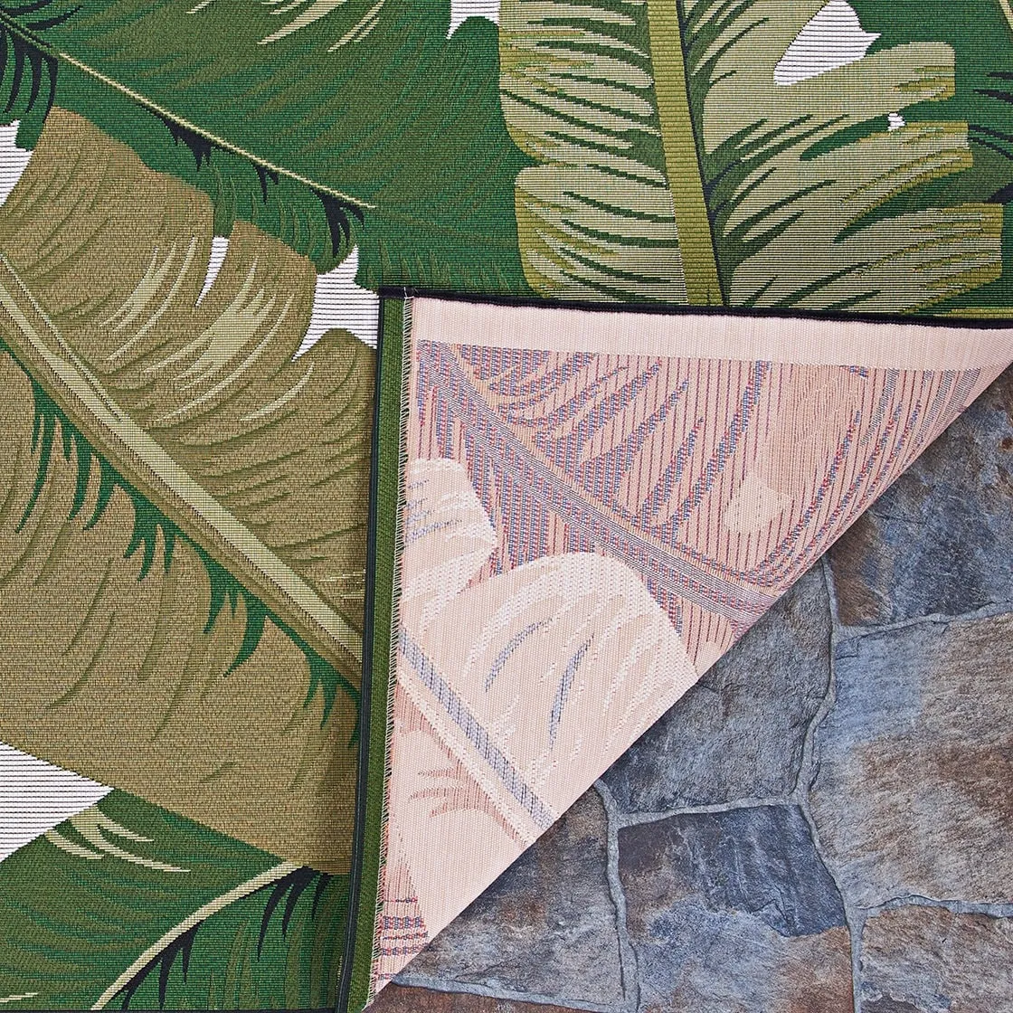 Dream Decor Rugs Gelato Tropical Palm Green Ivory Outdoor Area Rug