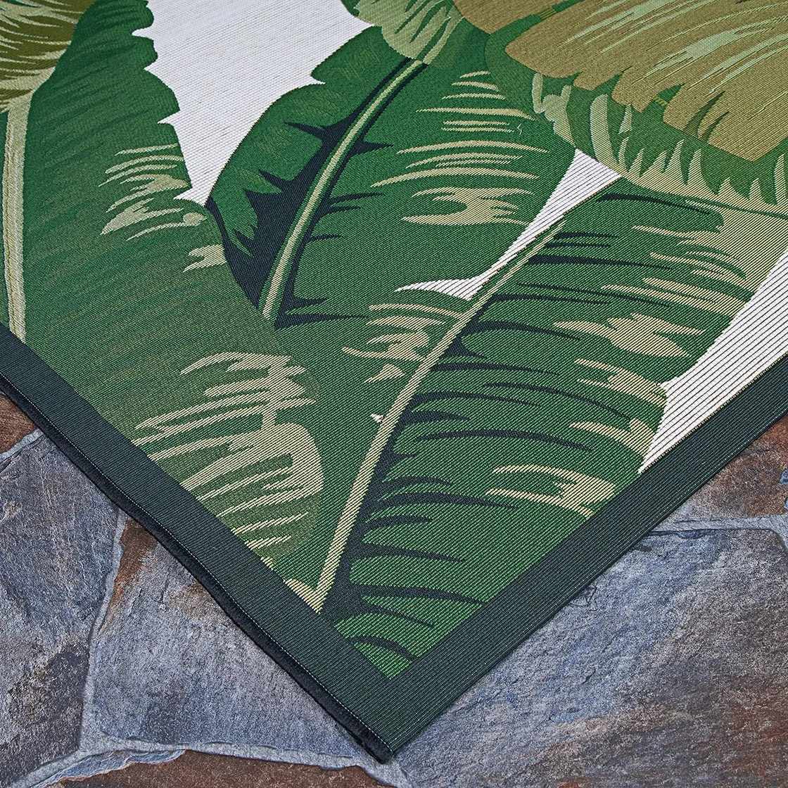 Dream Decor Rugs Gelato Tropical Palm Green Ivory Outdoor Area Rug