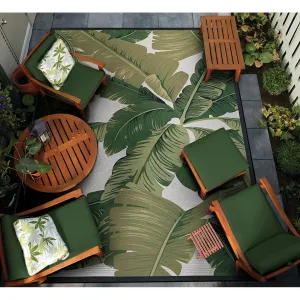 Dream Decor Rugs Gelato Tropical Palm Green Ivory Outdoor Area Rug