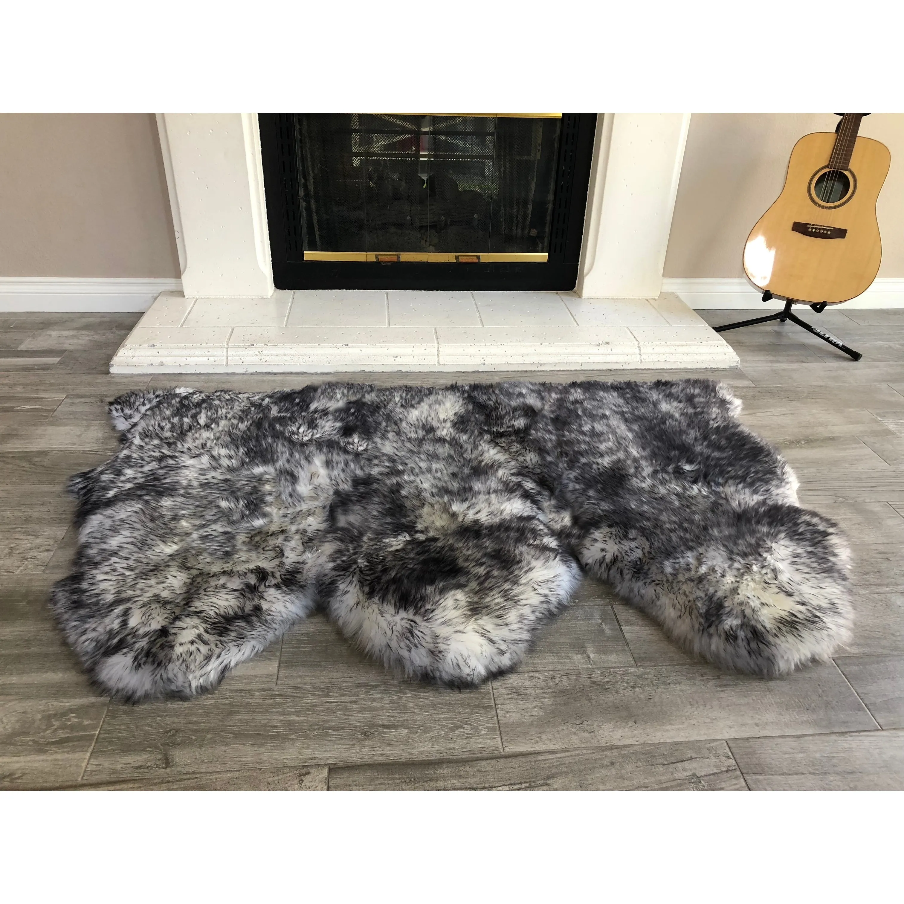 Dynasty Natural 3-Pelt Luxury Long Wool Sheepskin Shag Rug