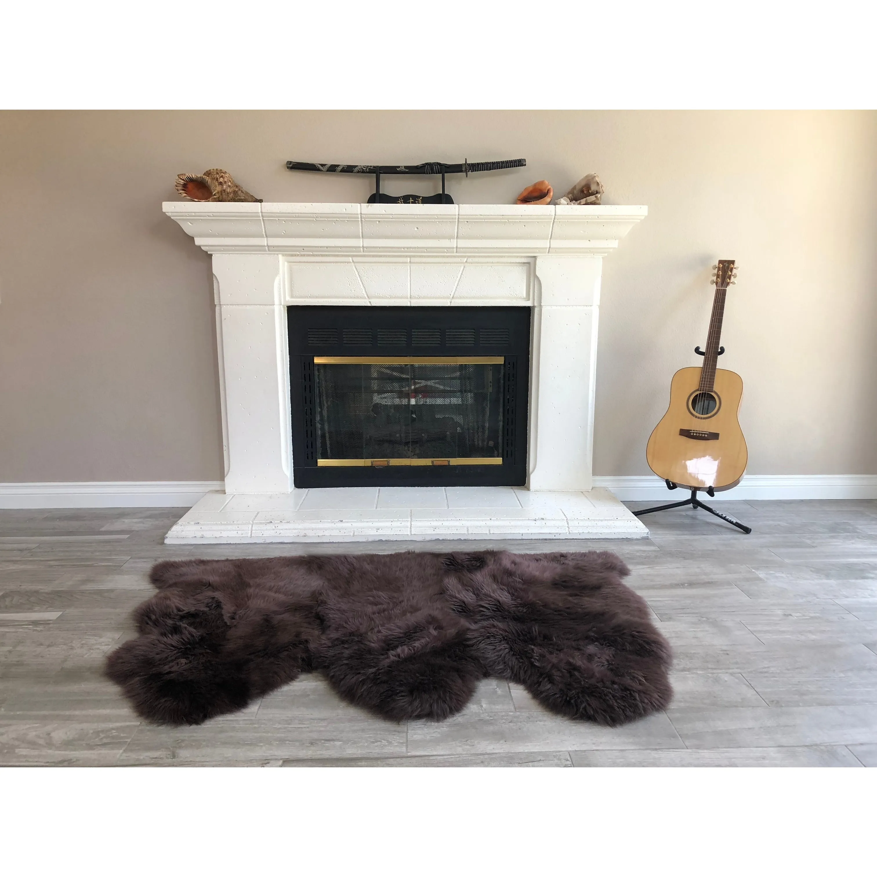 Dynasty Natural 3-Pelt Luxury Long Wool Sheepskin Shag Rug