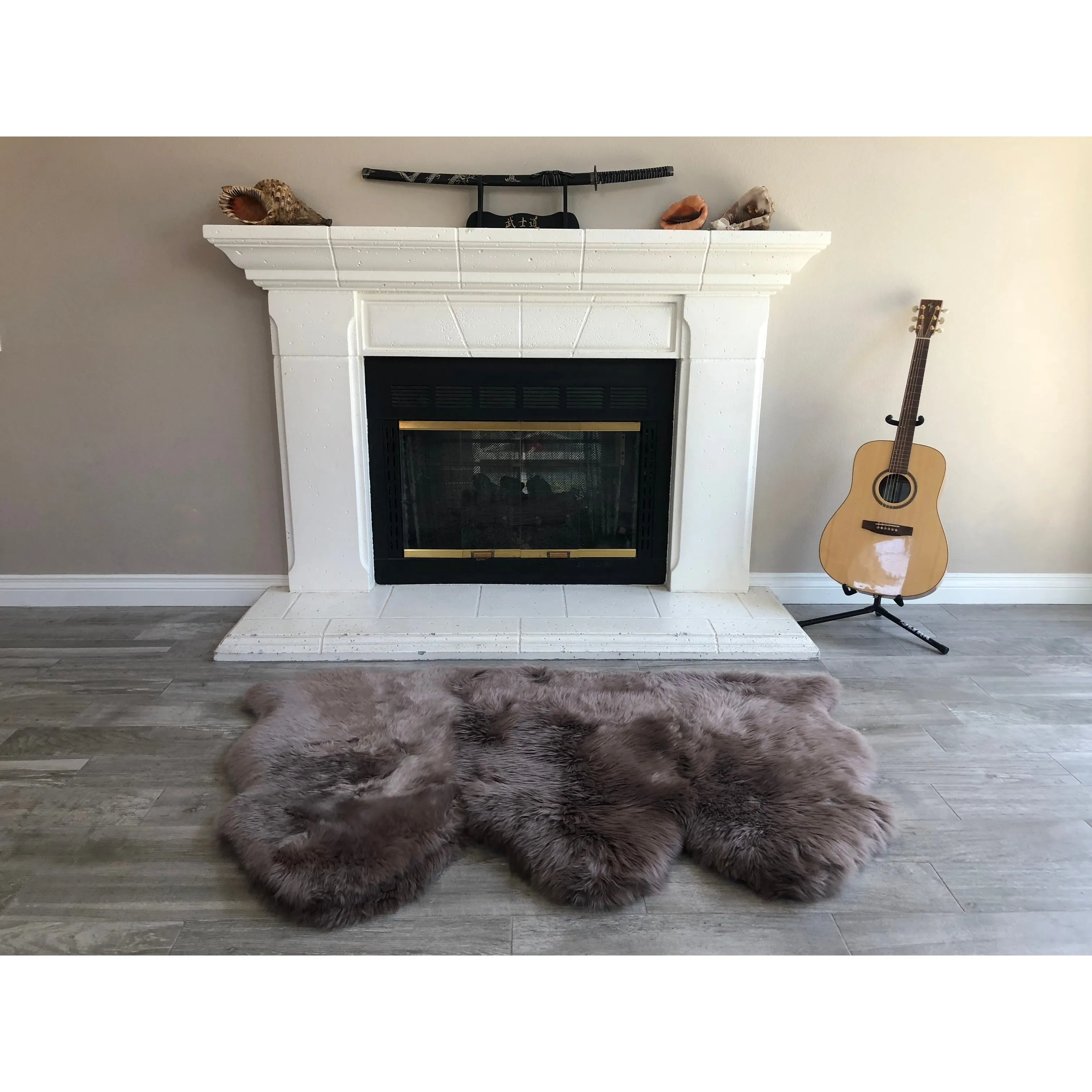 Dynasty Natural 3-Pelt Luxury Long Wool Sheepskin Shag Rug