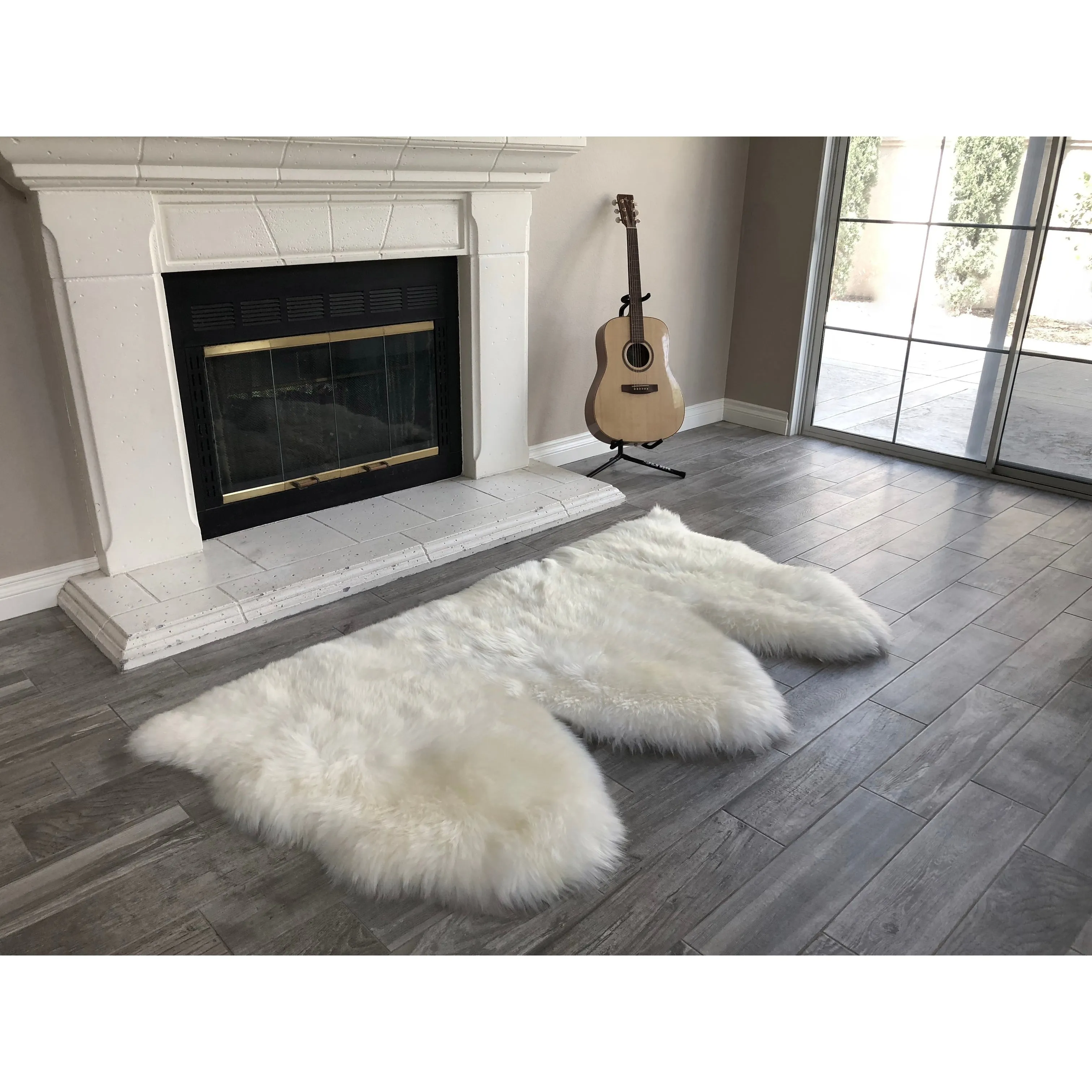 Dynasty Natural 3-Pelt Luxury Long Wool Sheepskin Shag Rug