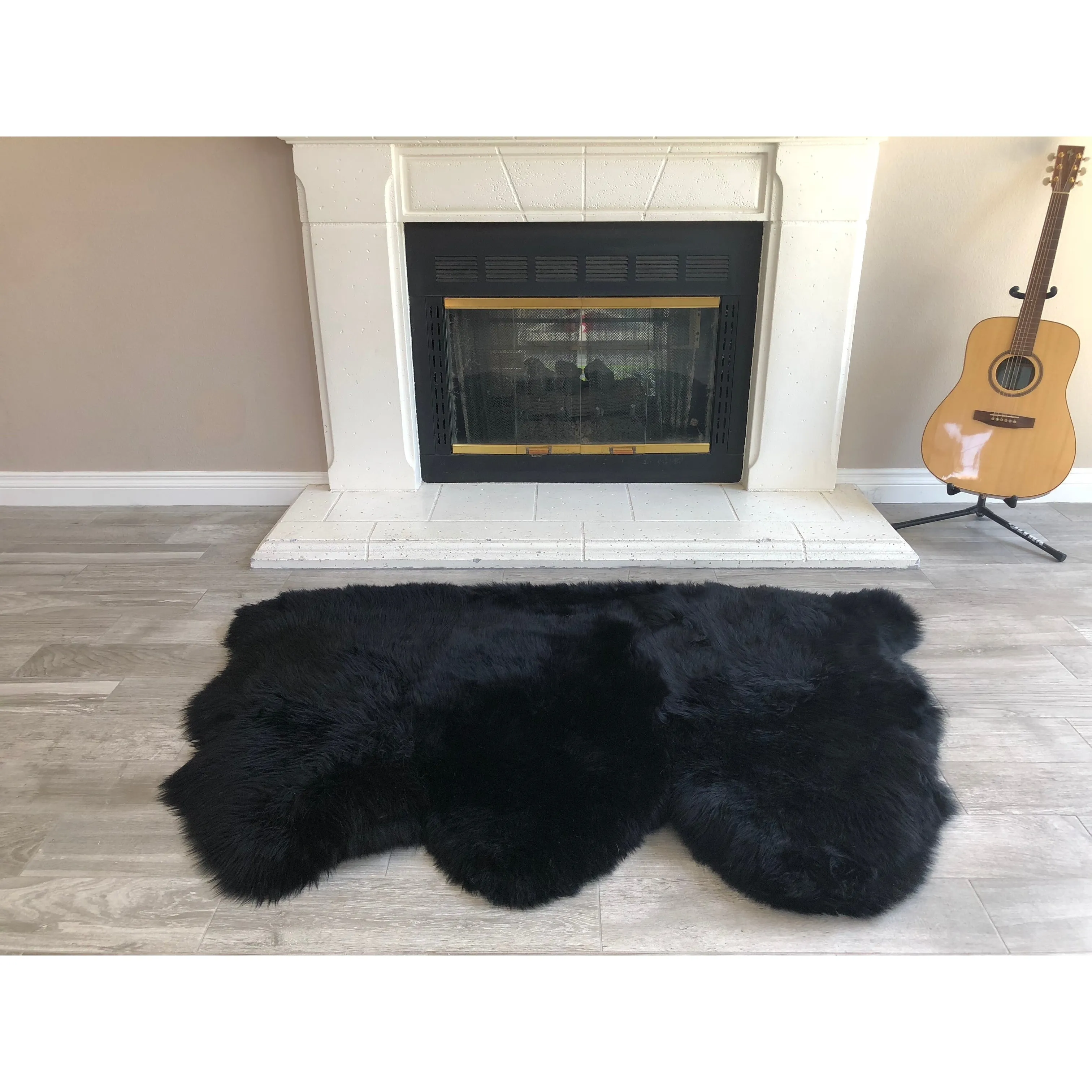 Dynasty Natural 3-Pelt Luxury Long Wool Sheepskin Shag Rug