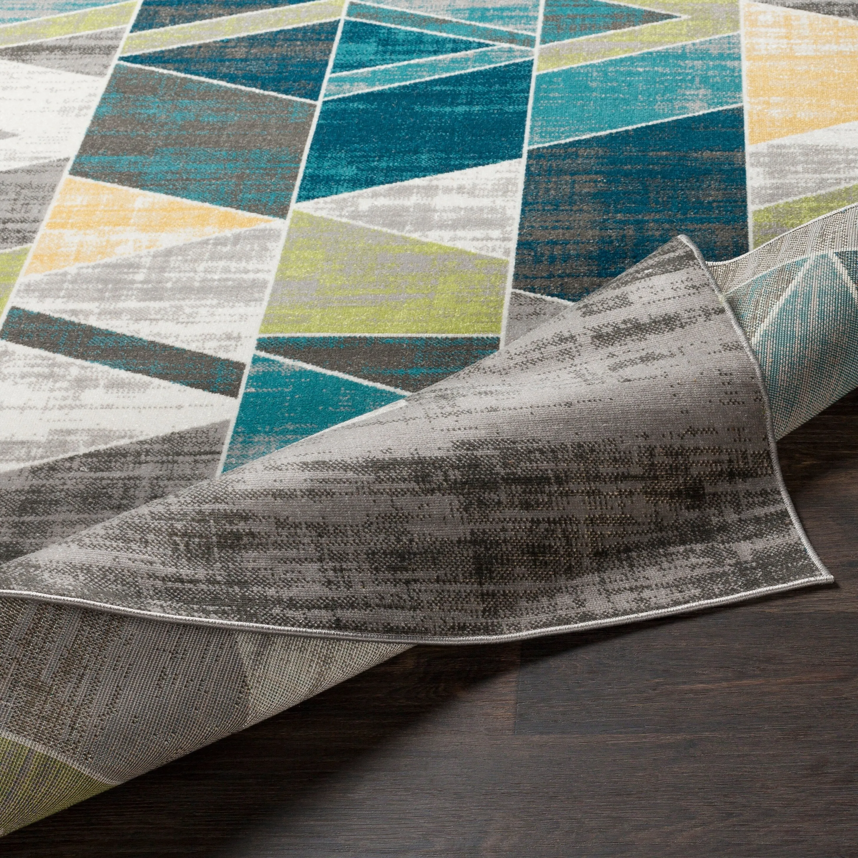 Earl Teal & Gray Mid-Century Geometric Area Rug (7'10 x 10'3) - 7'10 x 10'3