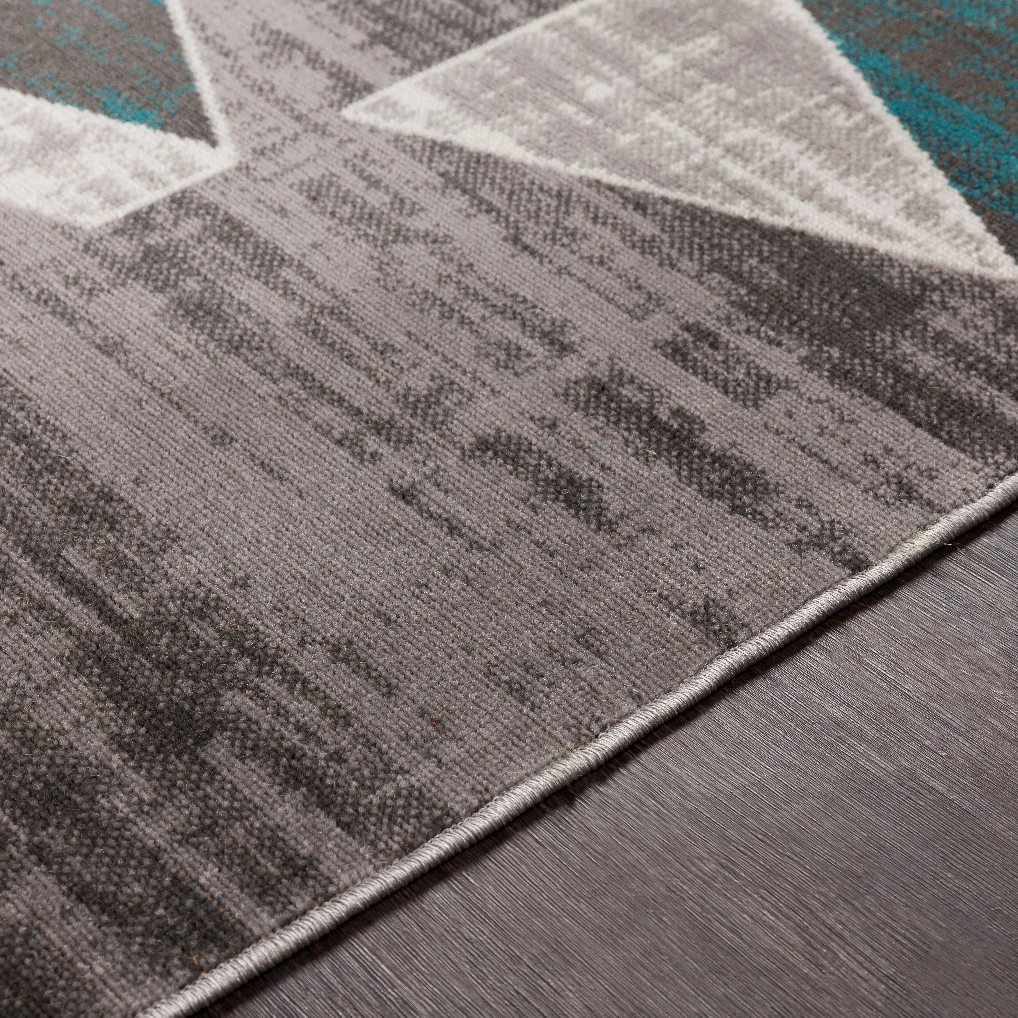 Earl Teal & Gray Mid-Century Geometric Area Rug (7'10 x 10'3) - 7'10 x 10'3