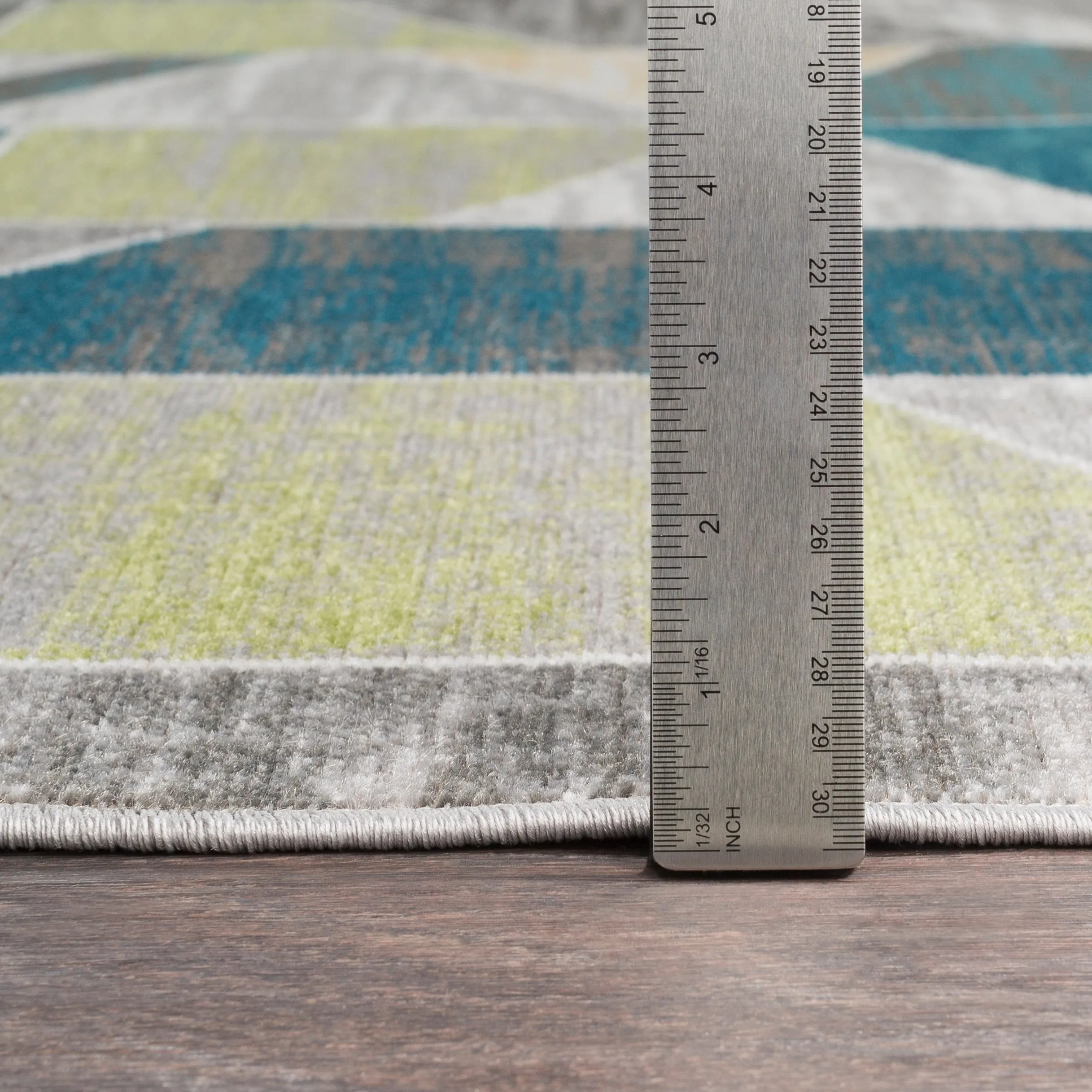 Earl Teal & Gray Mid-Century Geometric Area Rug (7'10 x 10'3) - 7'10 x 10'3
