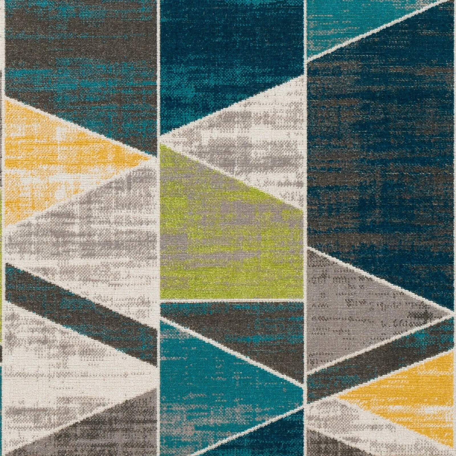 Earl Teal & Gray Mid-Century Geometric Area Rug (7'10 x 10'3) - 7'10 x 10'3