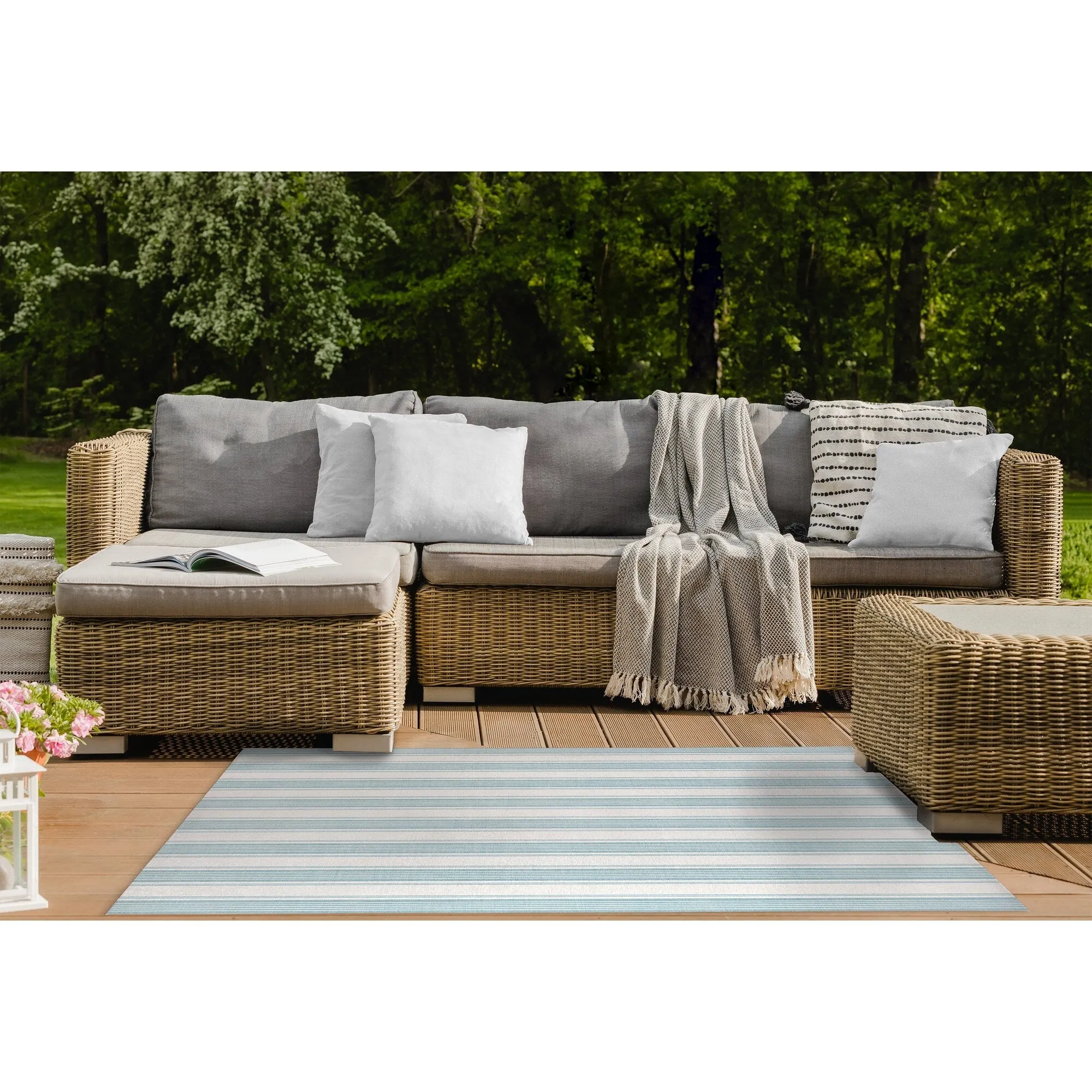 EARLY BIRD BLUE Outdoor Rug By Becky Bailey