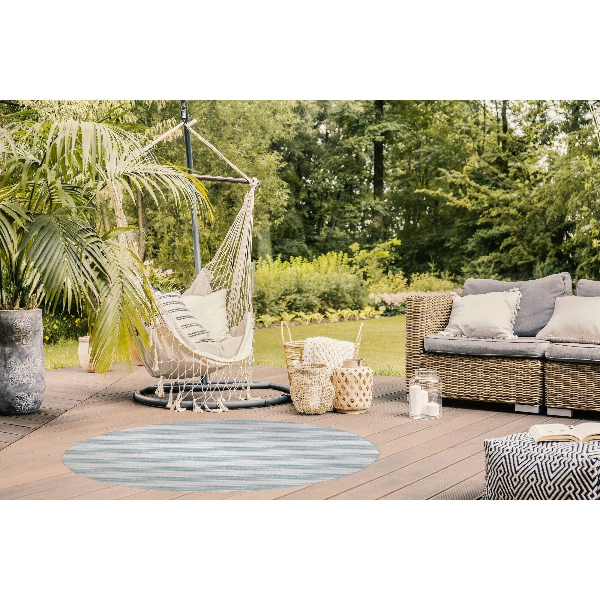 EARLY BIRD BLUE Outdoor Rug By Becky Bailey