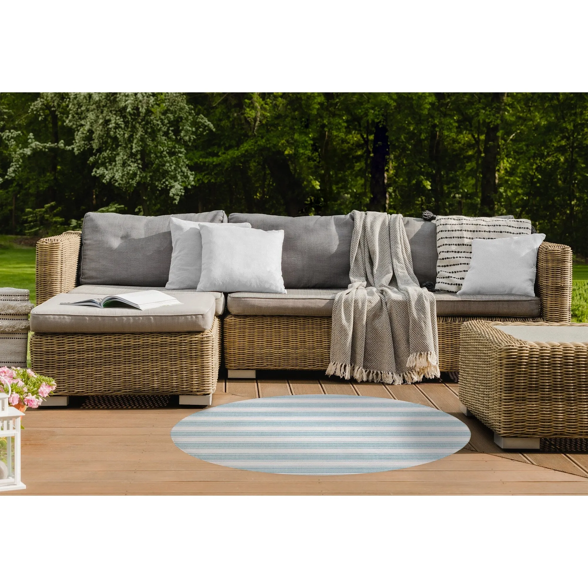 EARLY BIRD BLUE Outdoor Rug By Becky Bailey