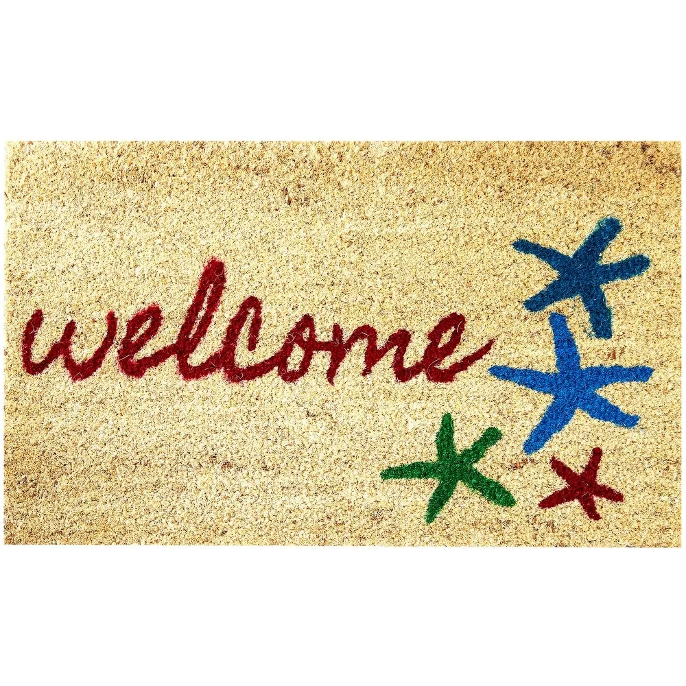 Envelor Sand and Starfish Nautical Coco Welcome Doormat