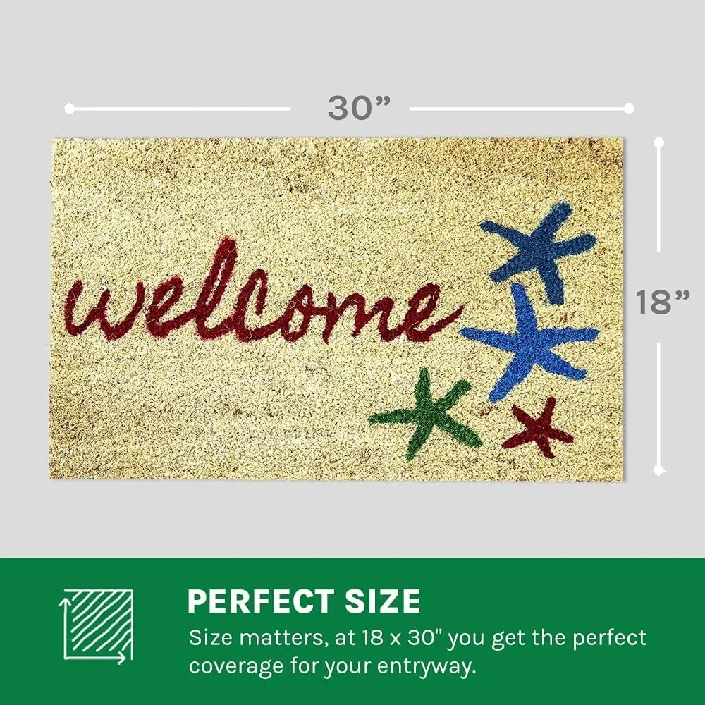 Envelor Sand and Starfish Nautical Coco Welcome Doormat