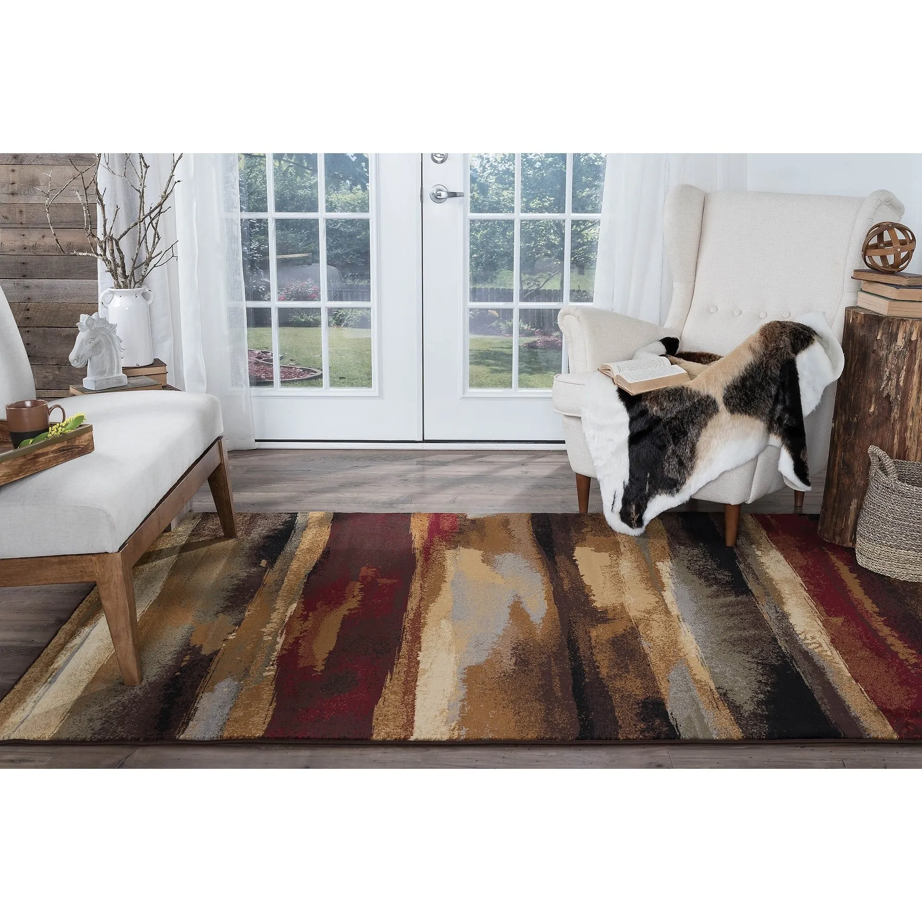 Flora Transitional Stripe Indoor Area Rug