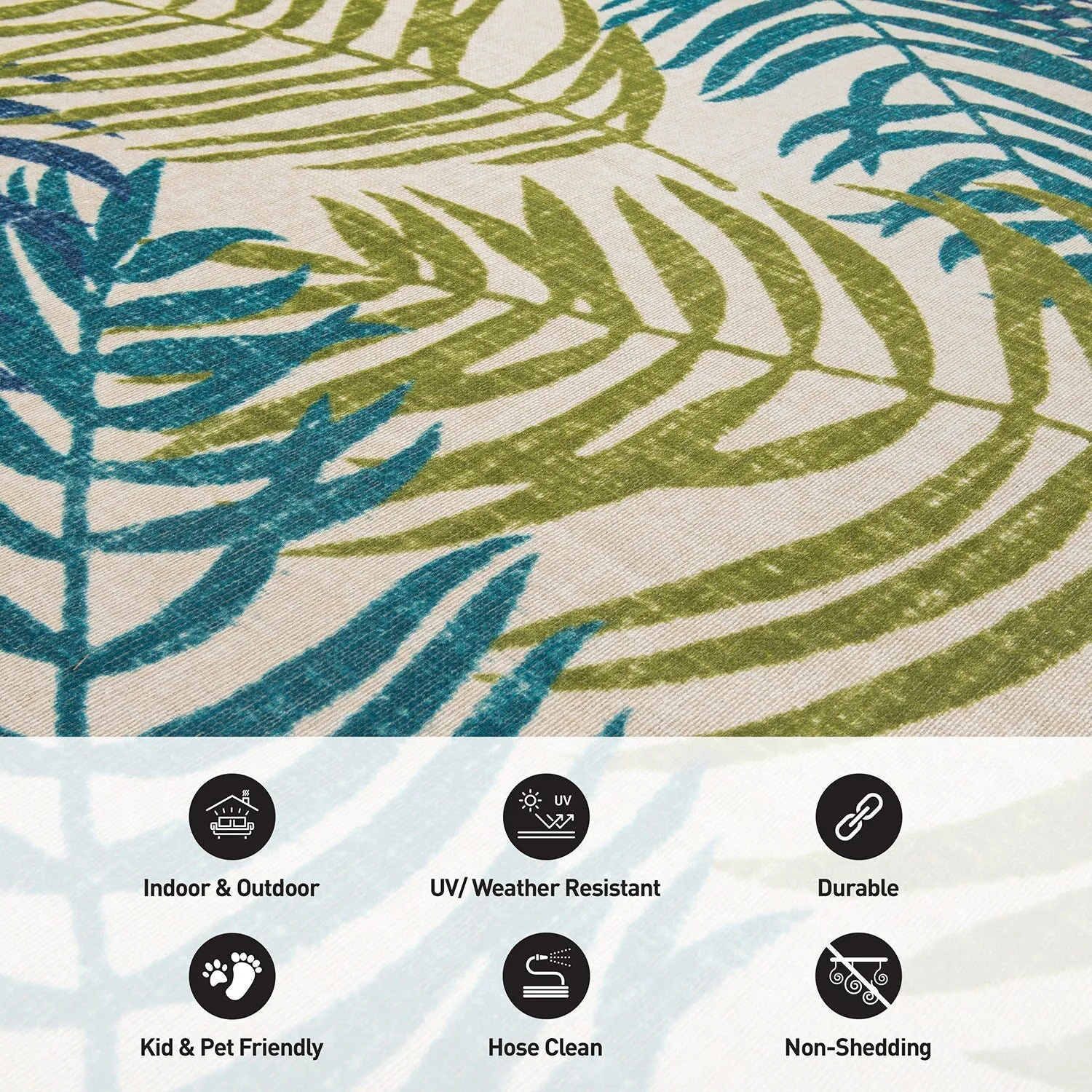 Floral Leaves Flatweave Indoor/Outdoor Area Rug
