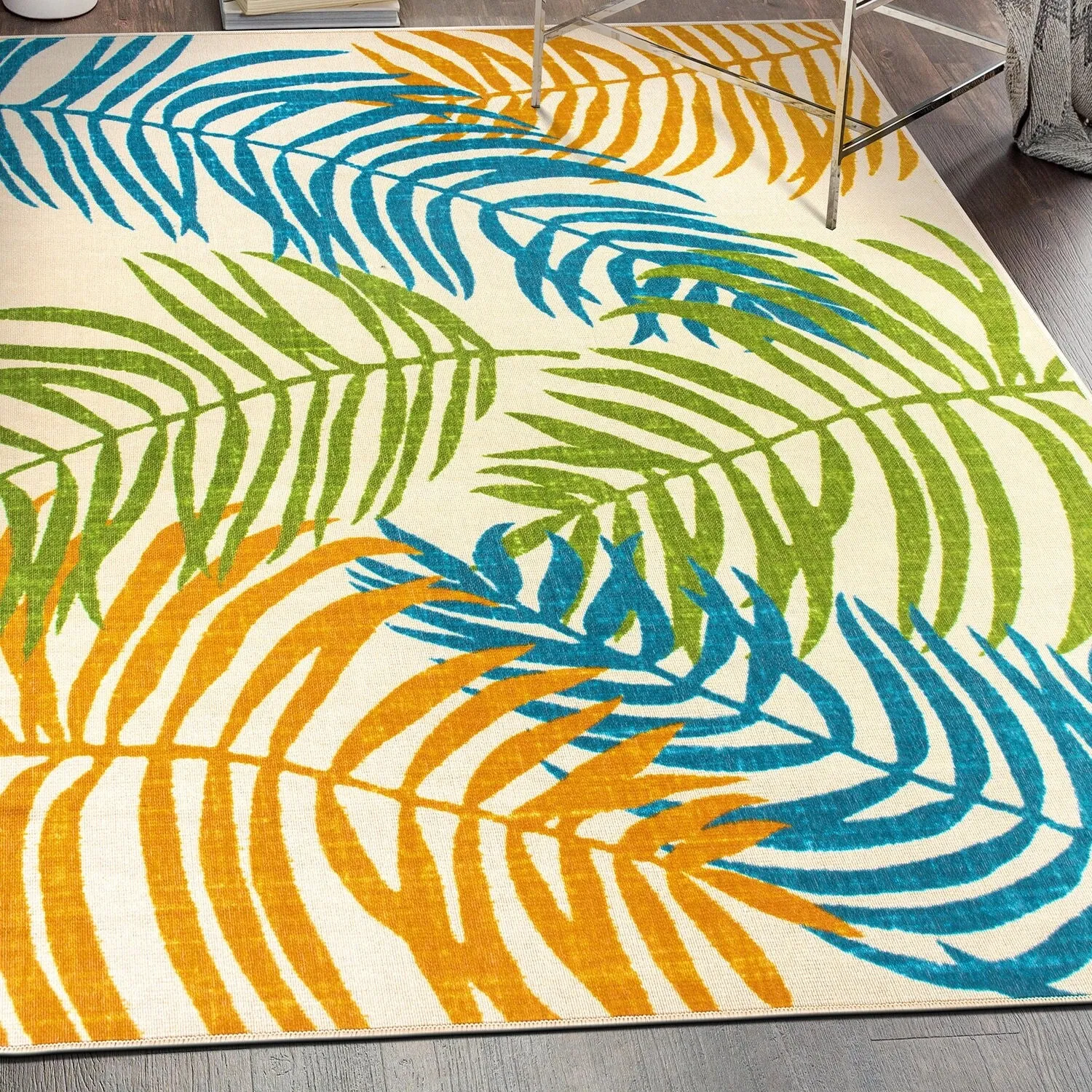 Floral Leaves Flatweave Indoor/Outdoor Area Rug