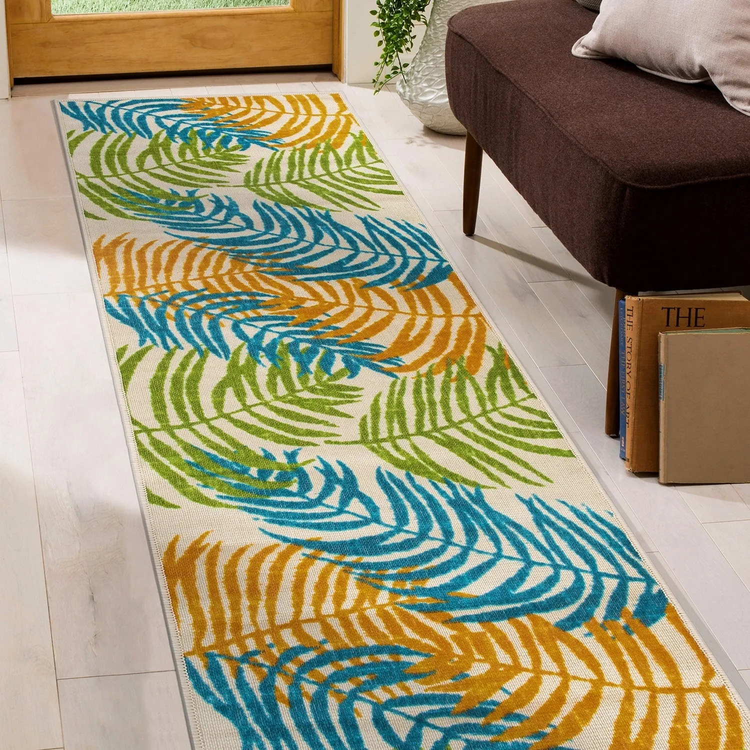Floral Leaves Flatweave Indoor/Outdoor Area Rug