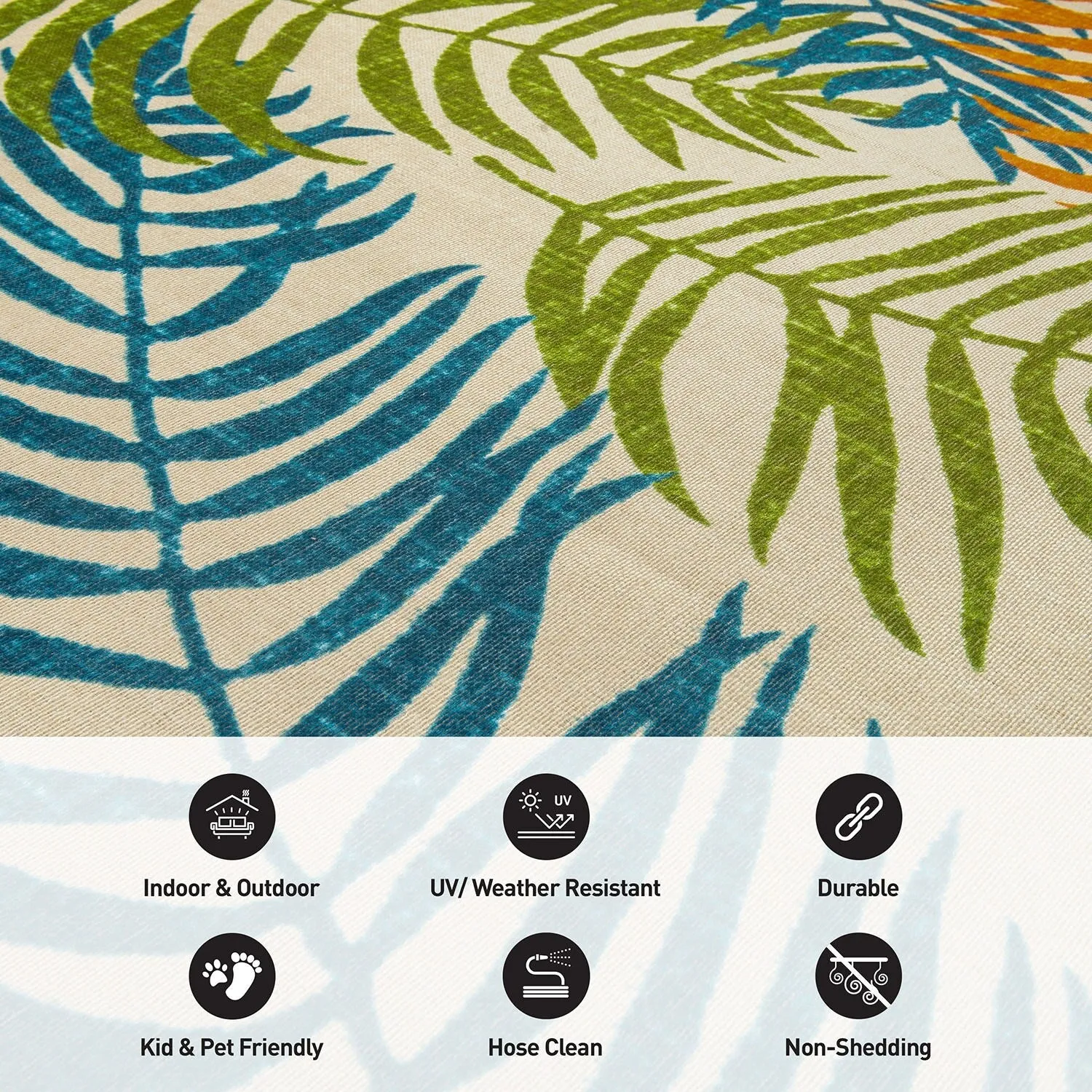 Floral Leaves Flatweave Indoor/Outdoor Area Rug
