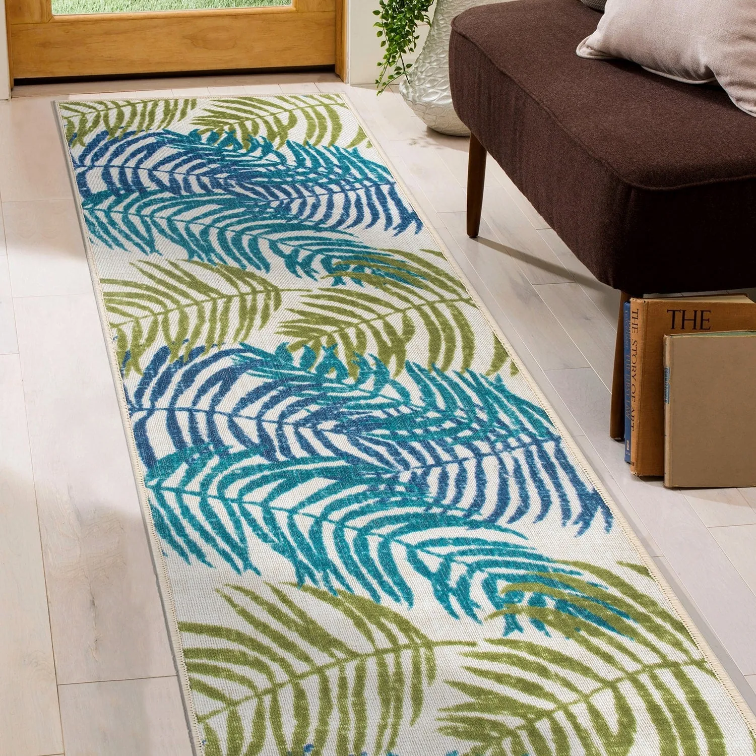Floral Leaves Flatweave Indoor/Outdoor Area Rug