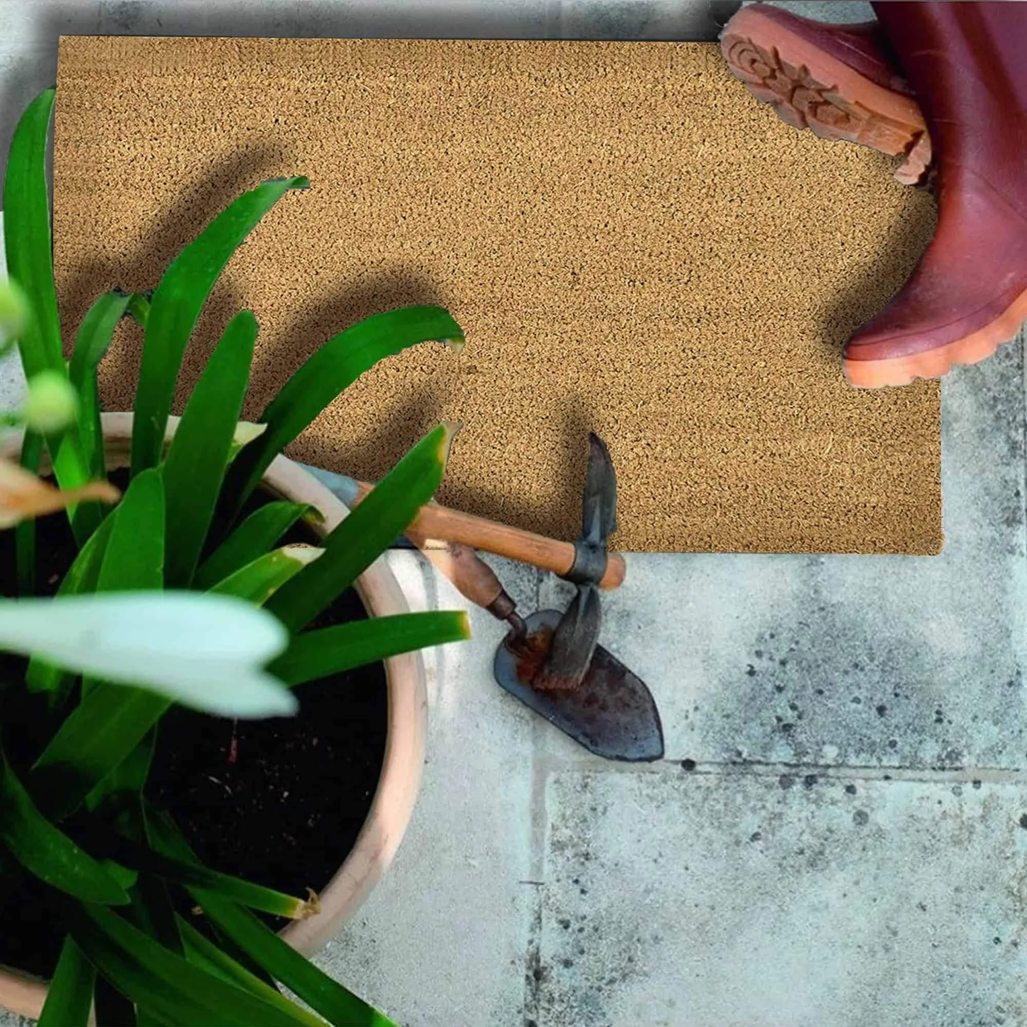 Front Door Mat Coir Coco Fibers Rug 24x16 Inch Natural
