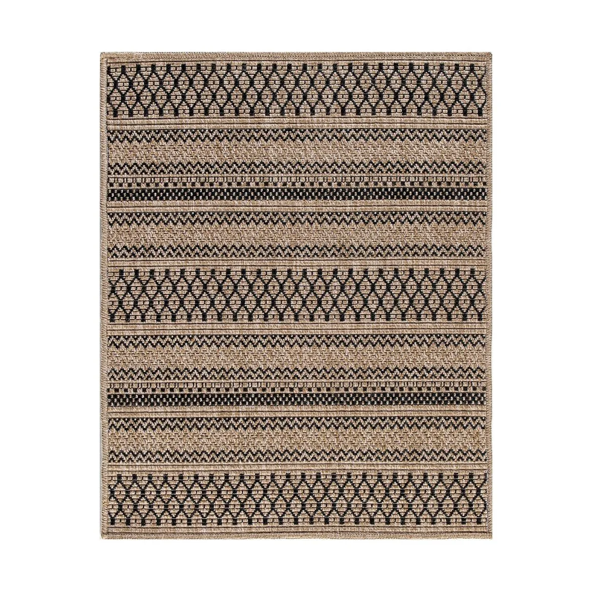 GAD - Classical Sisal-Inspired Indoor Outdoor Area Rug. Medallion. Bordered. Geometric Pattern. Fade and Stain Resistant