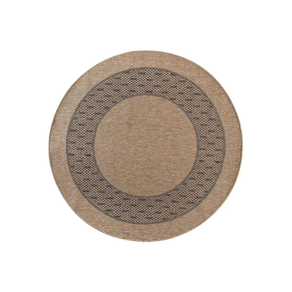GAD - Classical Sisal-Inspired Indoor Outdoor Area Rug. Medallion. Bordered. Geometric Pattern. Fade and Stain Resistant