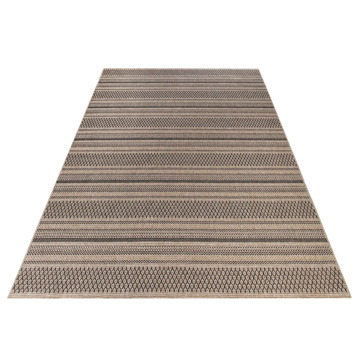 GAD - Classical Sisal-Inspired Indoor Outdoor Area Rug. Medallion. Bordered. Geometric Pattern. Fade and Stain Resistant