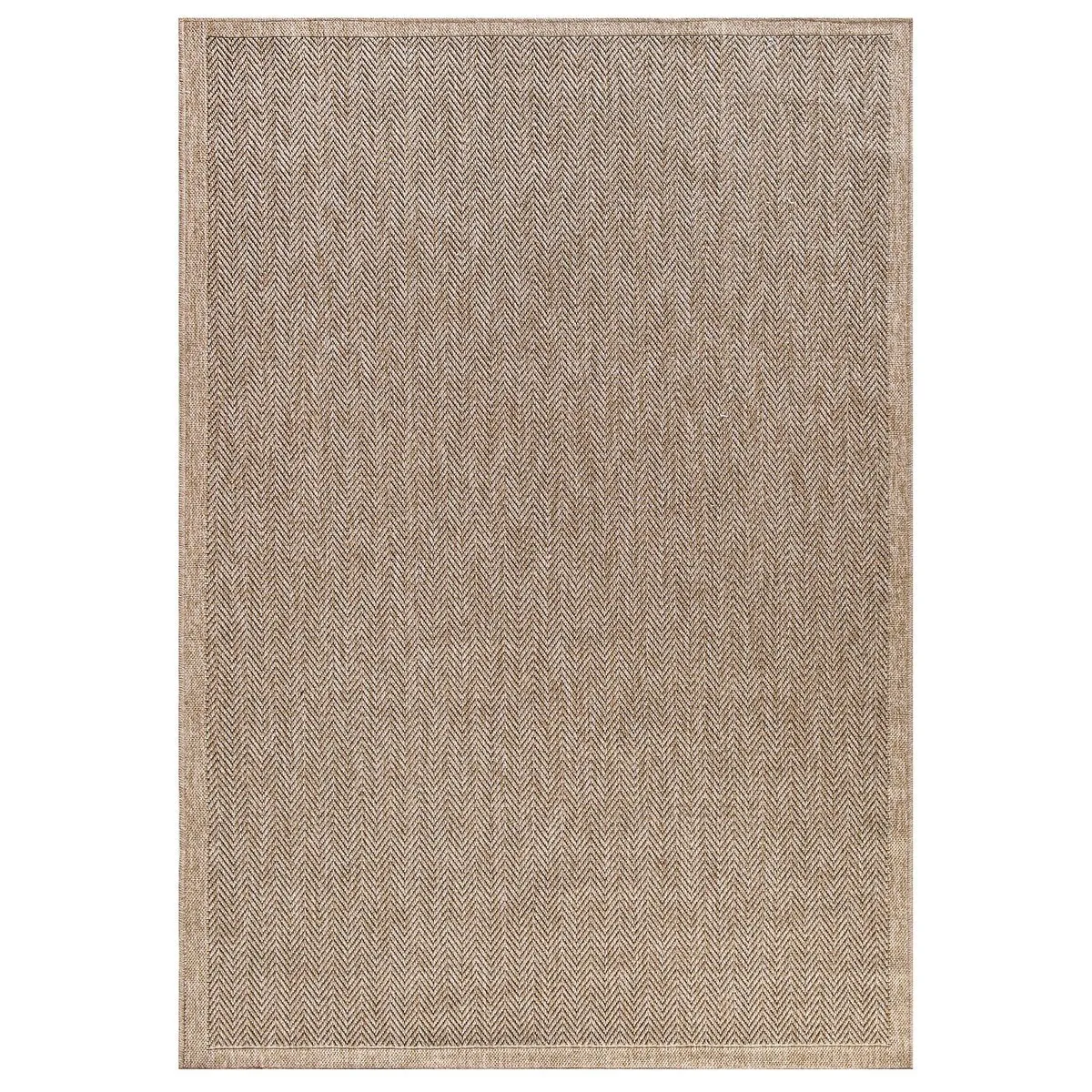 GAD - Classical Sisal-Inspired Indoor Outdoor Area Rug. Medallion. Bordered. Geometric Pattern. Fade and Stain Resistant