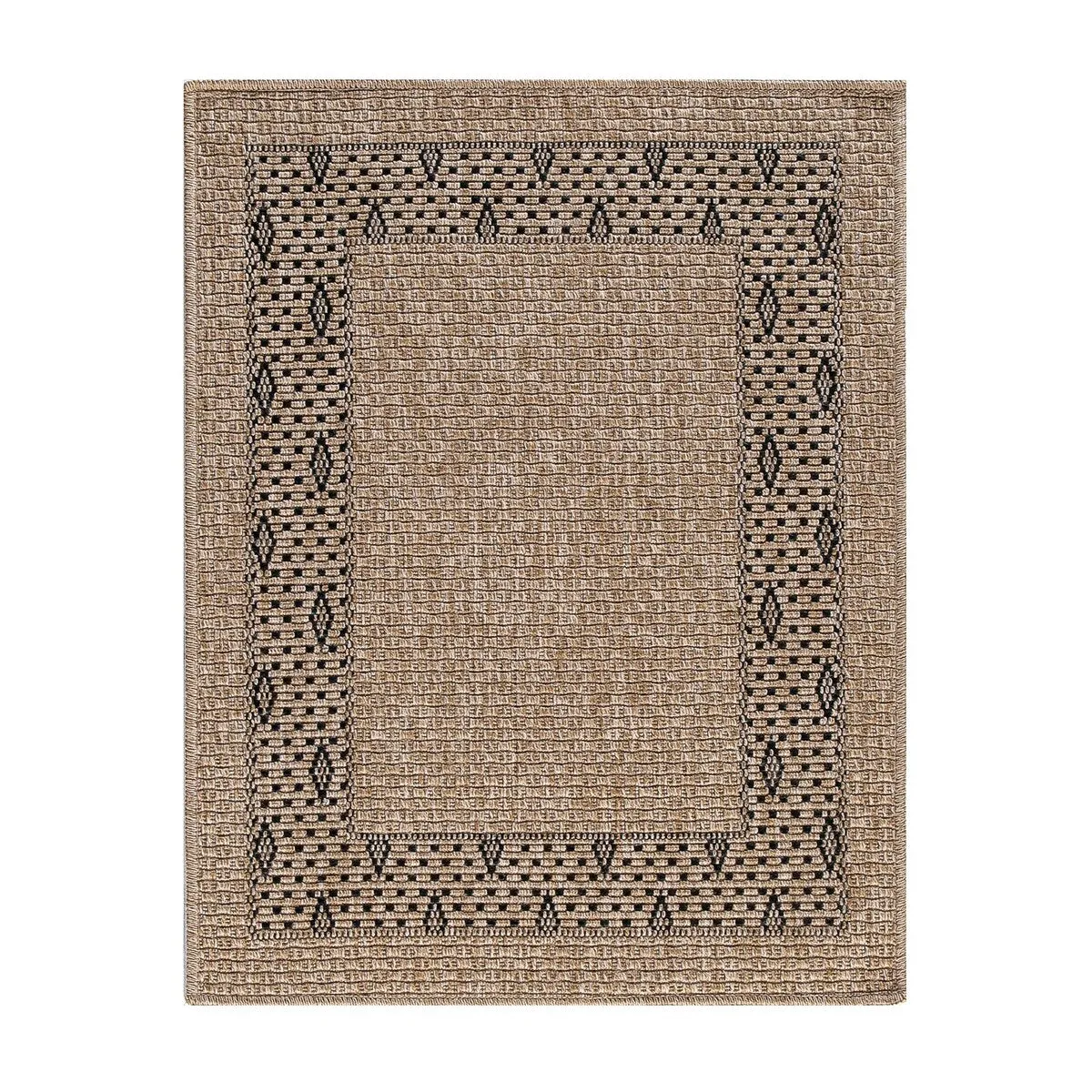 GAD - Classical Sisal-Inspired Indoor Outdoor Area Rug. Medallion. Bordered. Geometric Pattern. Fade and Stain Resistant