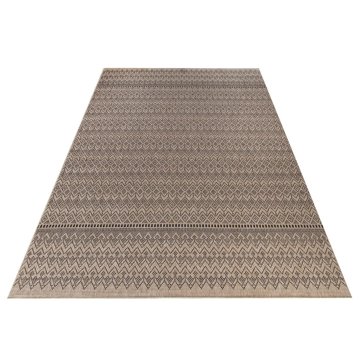 GAD - Classical Sisal-Inspired Indoor Outdoor Area Rug. Medallion. Bordered. Geometric Pattern. Fade and Stain Resistant