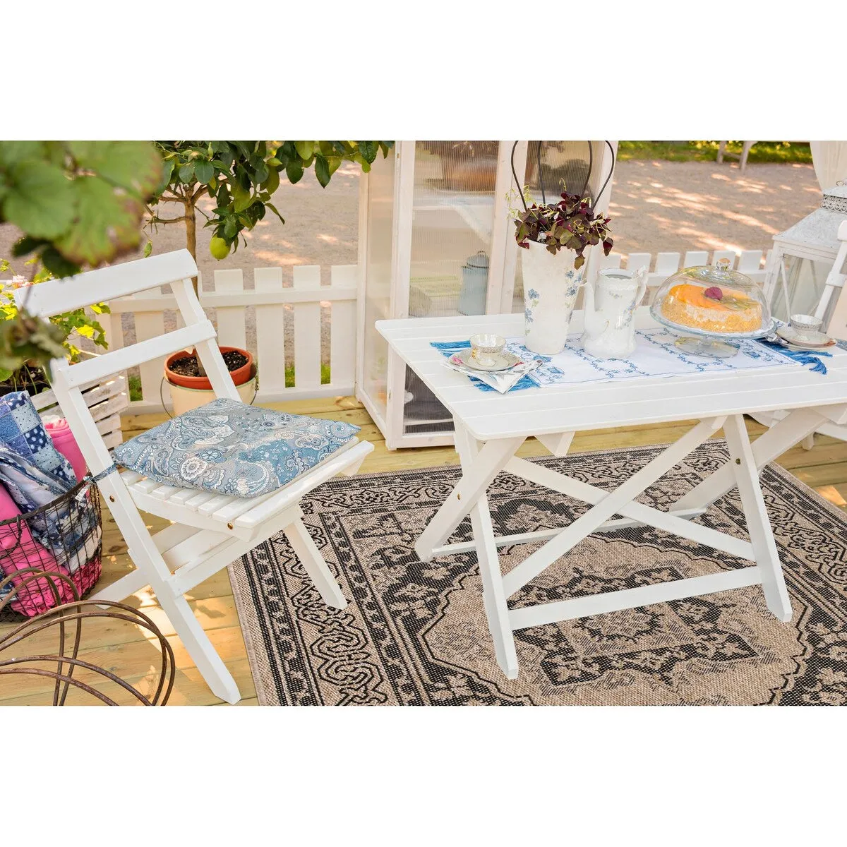 GAD - Classical Sisal-Inspired Indoor Outdoor Area Rug. Medallion. Bordered. Geometric Pattern. Fade and Stain Resistant