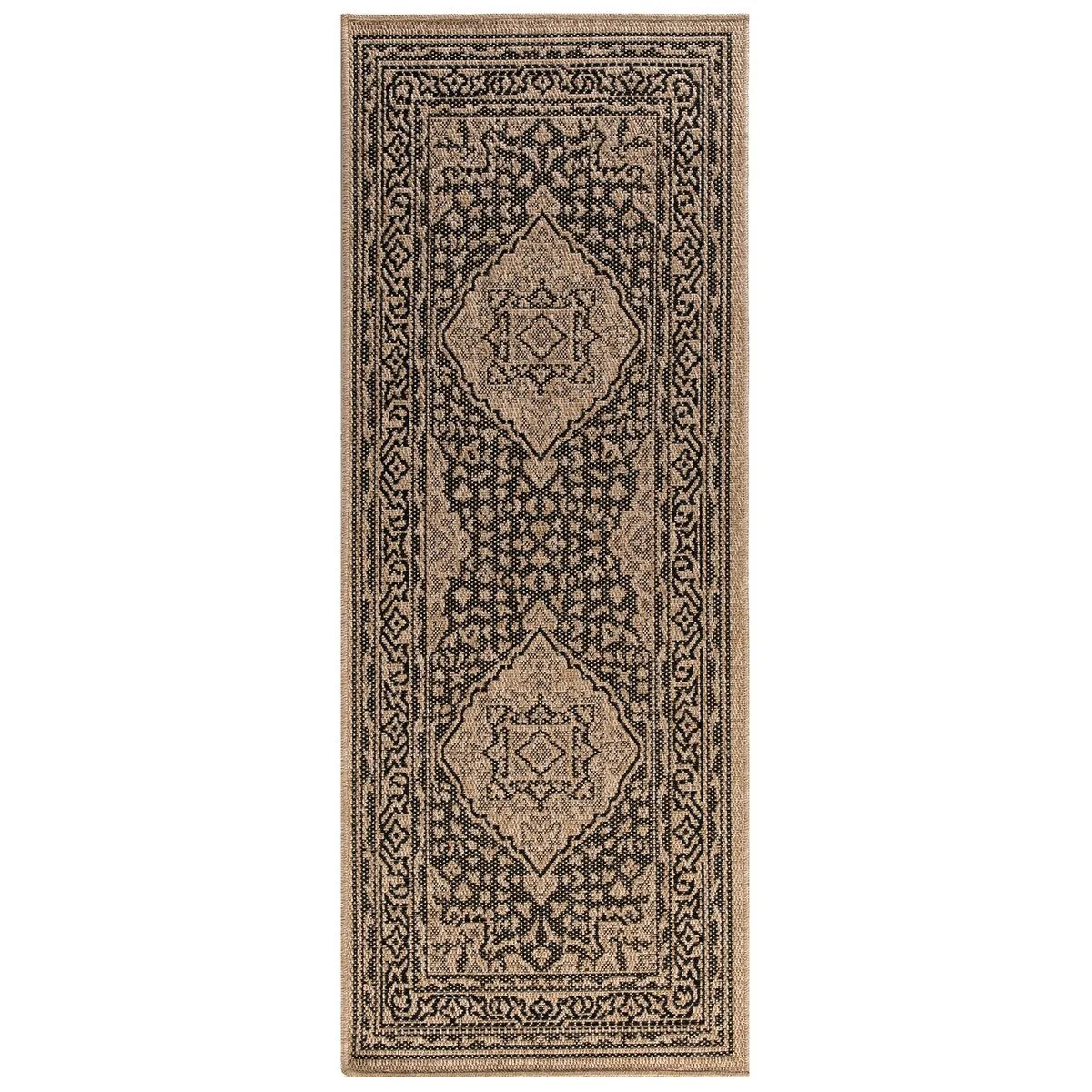 GAD - Classical Sisal-Inspired Indoor Outdoor Area Rug. Medallion. Bordered. Geometric Pattern. Fade and Stain Resistant