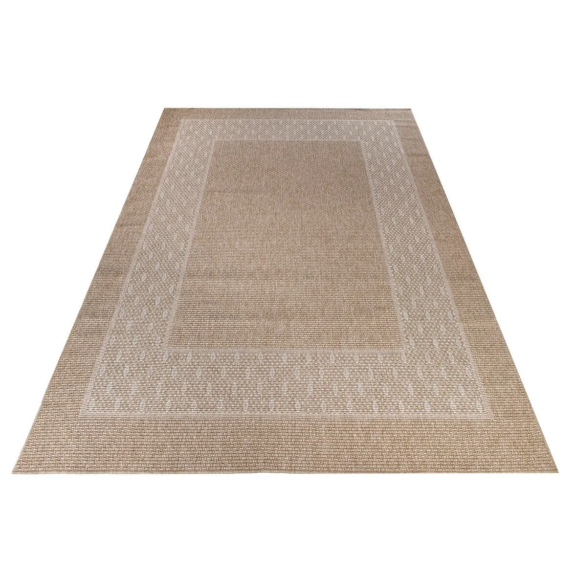 GAD - Classical Sisal-Inspired Indoor Outdoor Area Rug. Medallion. Bordered. Geometric Pattern. Fade and Stain Resistant